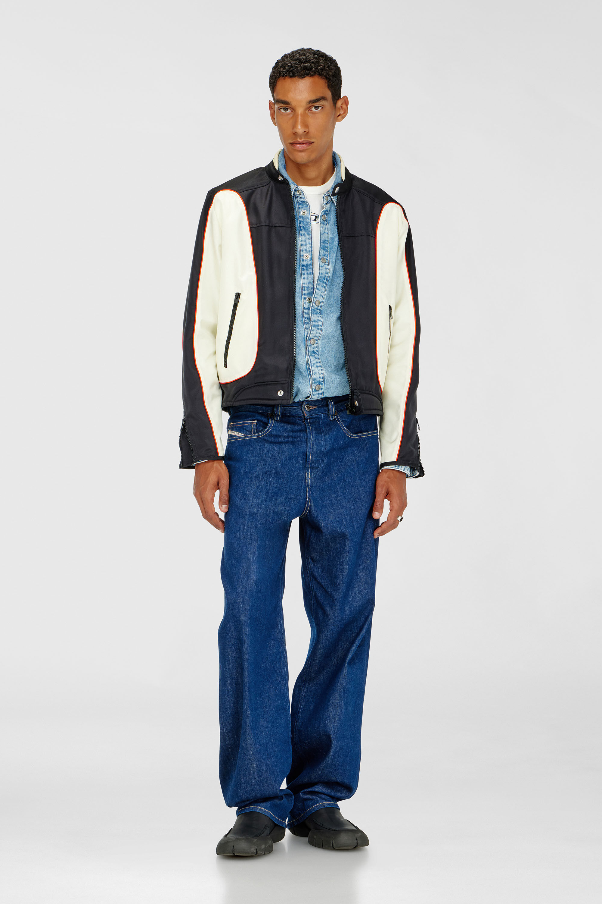 Men's Colour-block biker jacket with piping | Multicolor | Diesel TR