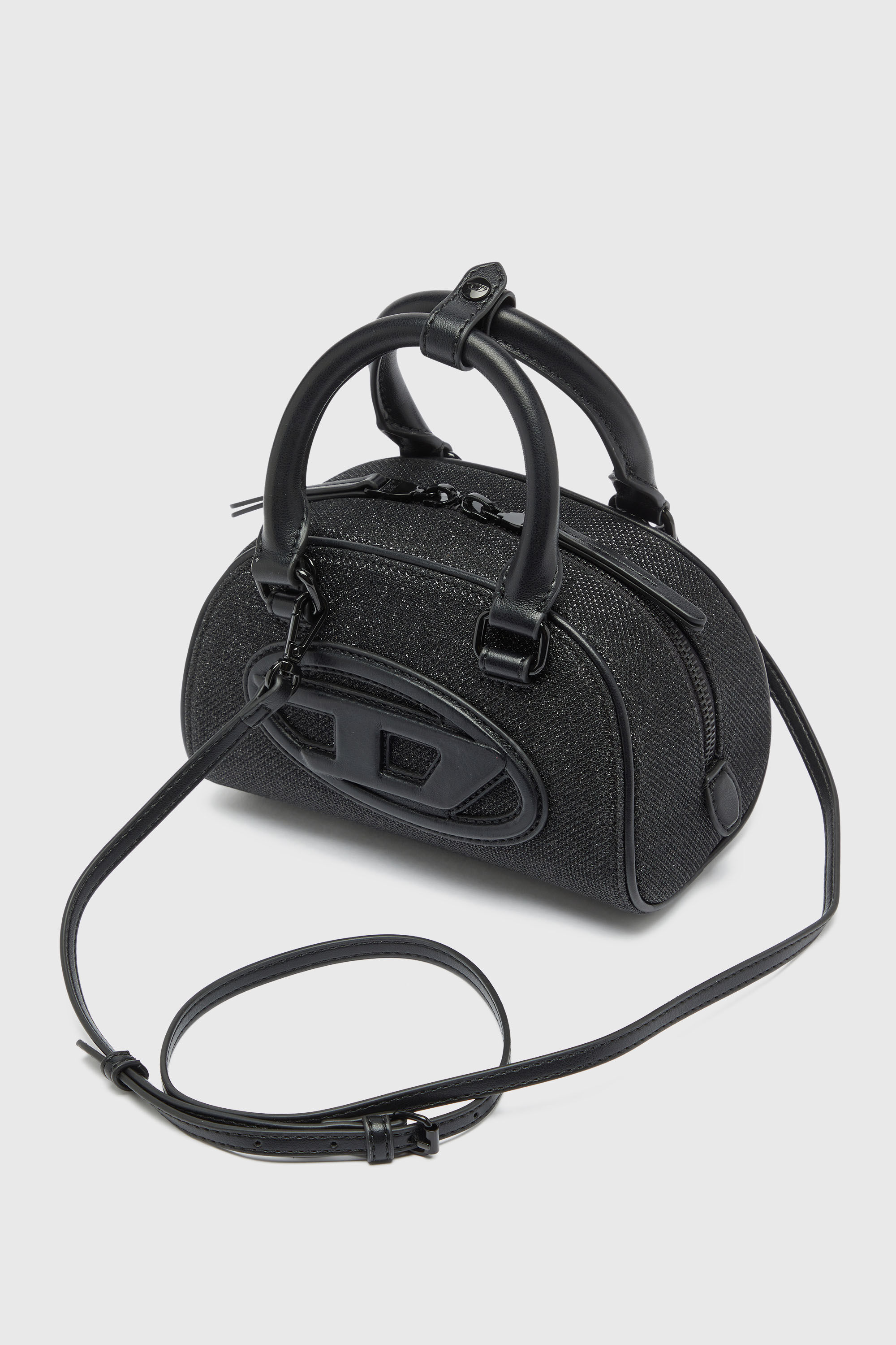 Diesel - 1DR DOME CROSSBODY, Woman's 1DR Dome- Small bowling bag in Lurex fabric in Black - 5