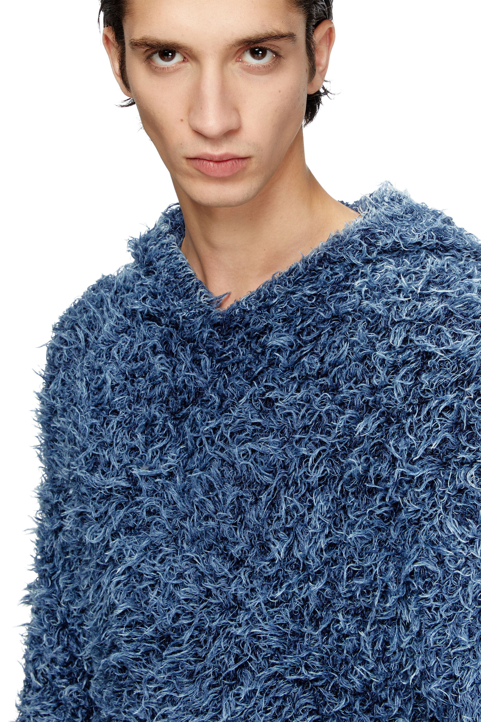 DIESEL K-Dave パーカー Men's Textured-knit hoodie | Blue | Diesel