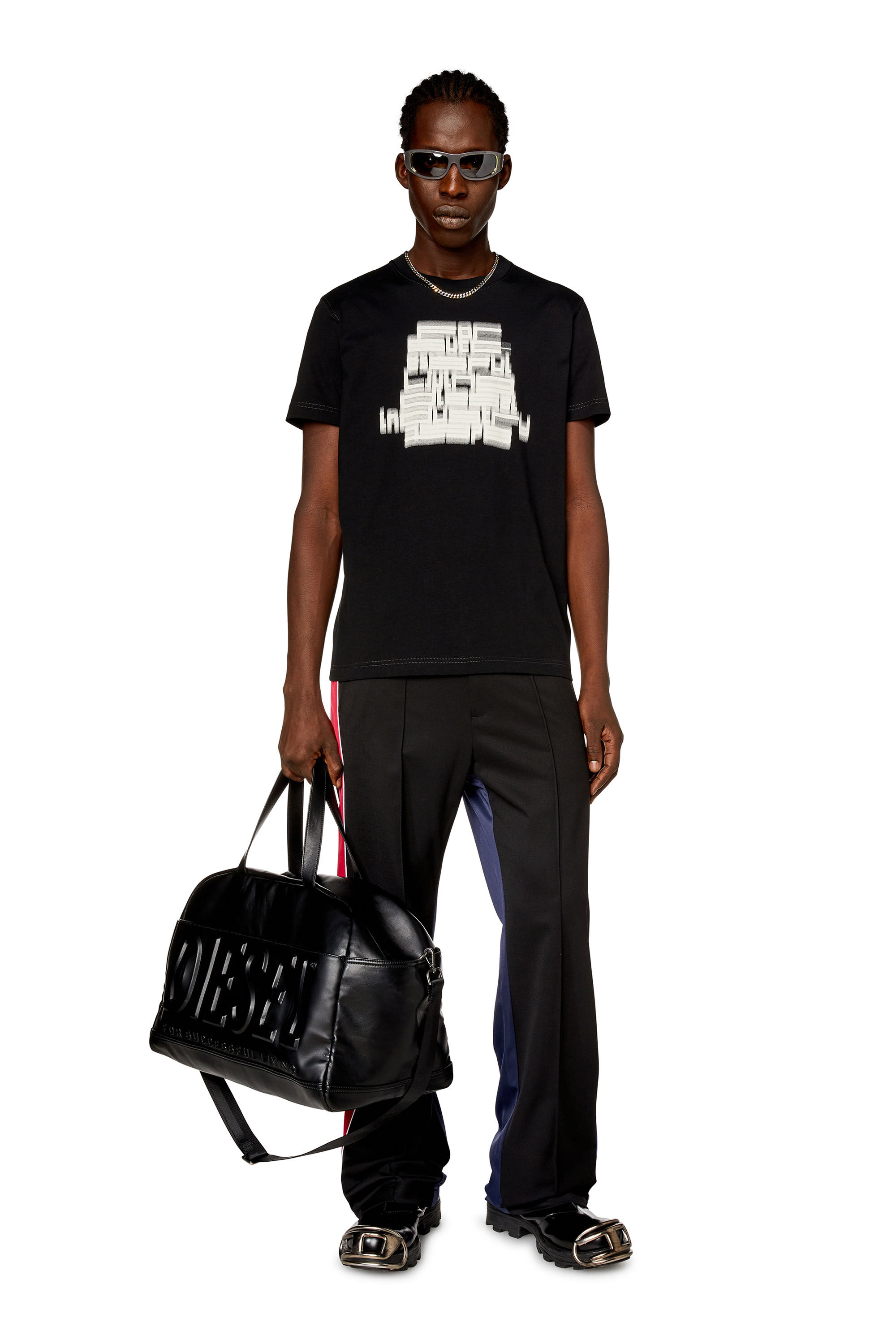 Diesel - T-DIEGOR-N1, Man's T-shirt with blurry For Successful Living print in Black - 1
