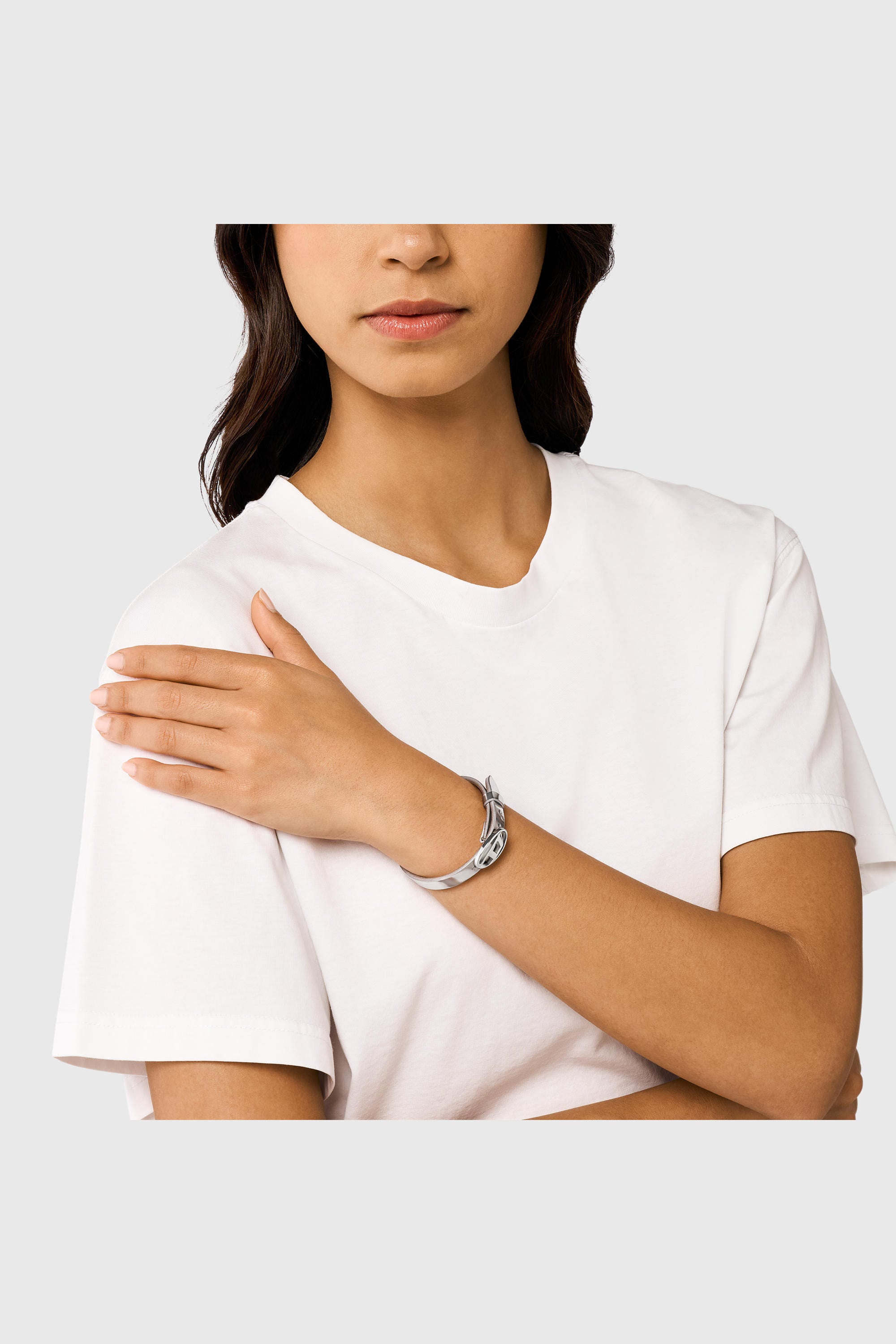Women's Silver Leather Stackable Bracelet | Silver | Diesel