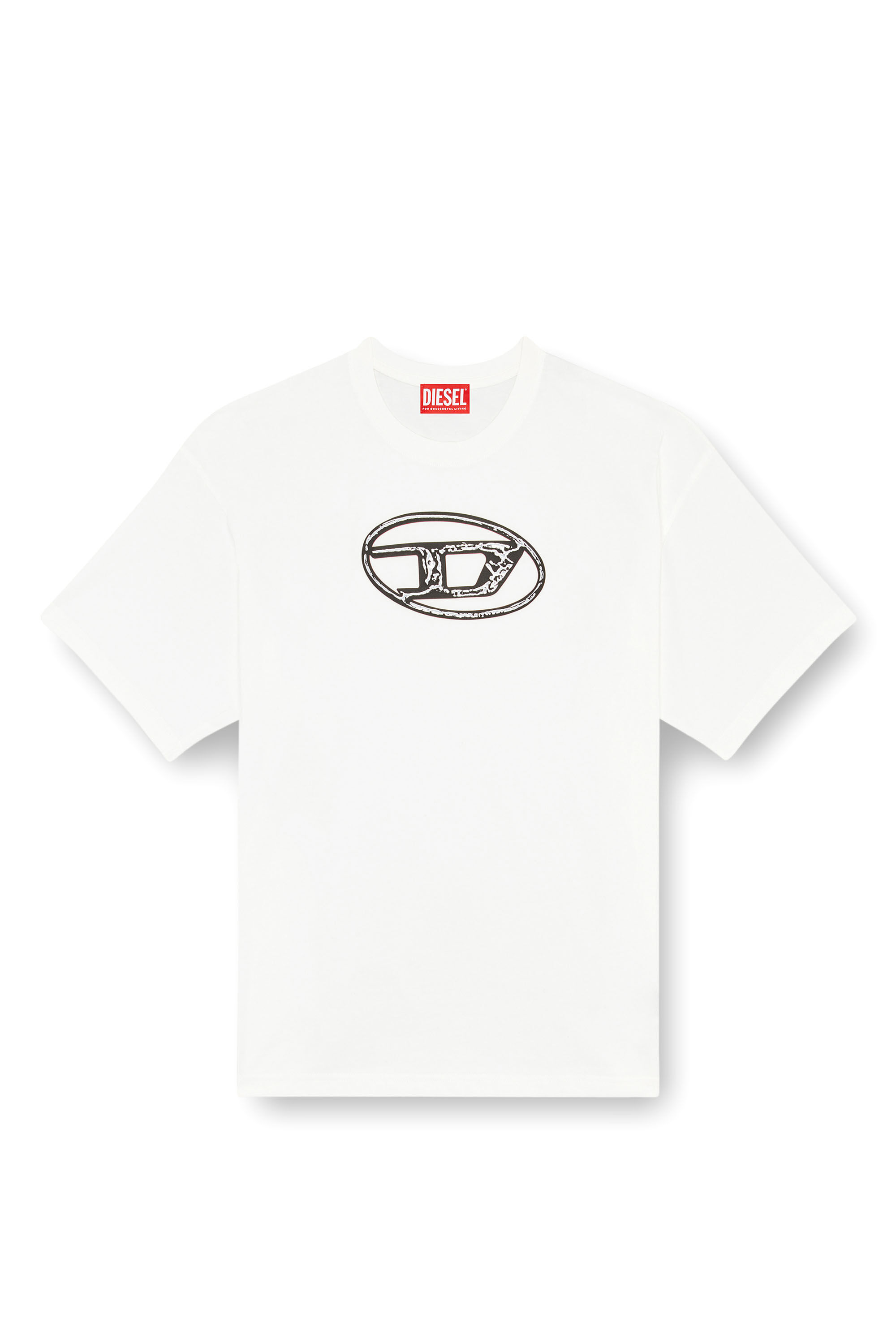 Men's Faded T-shirt with Oval D print | White | Diesel