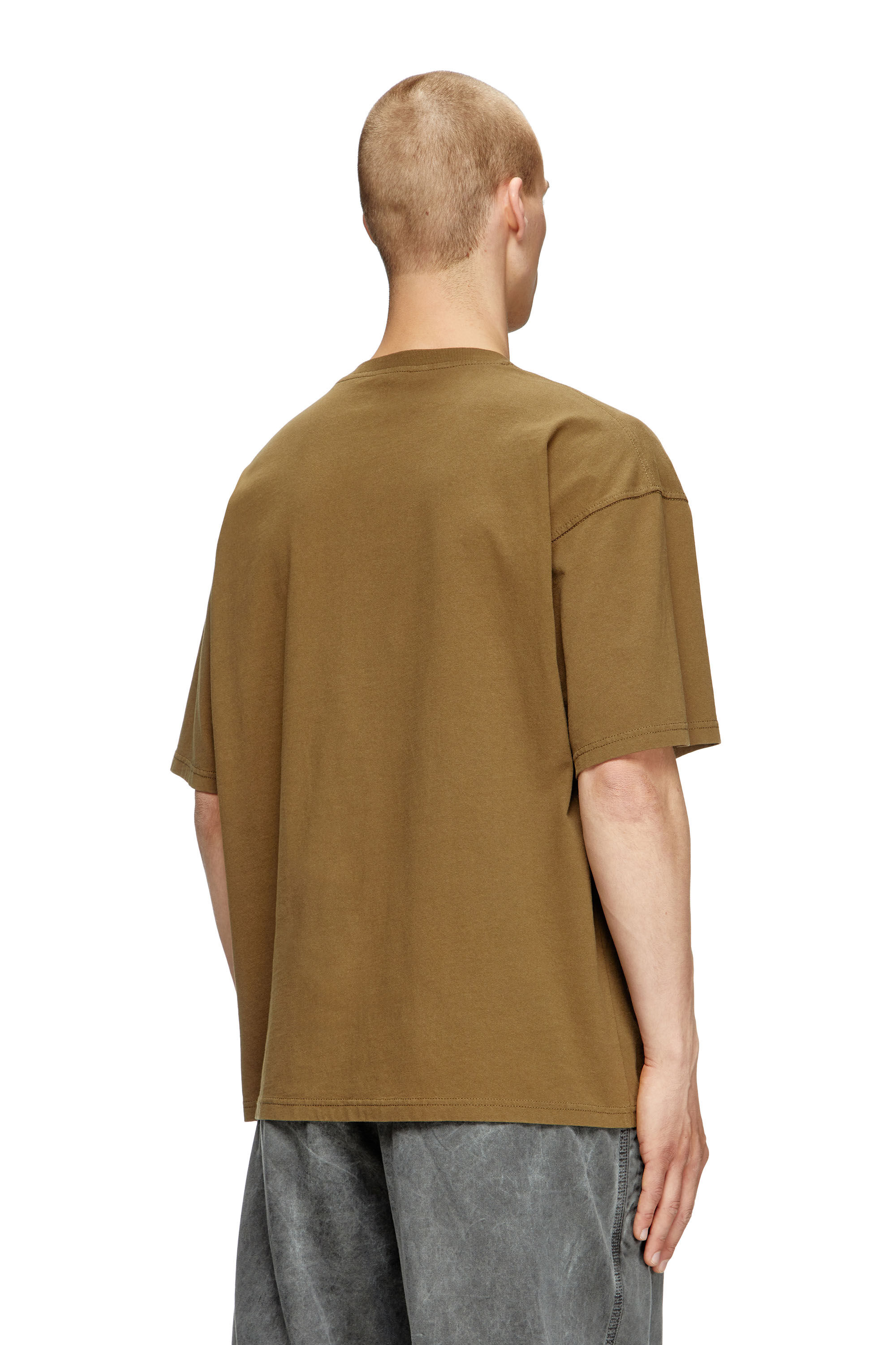 Diesel - T-BOXT-N14, Man's T-shirt with distressed flocked logo in Brown - 4