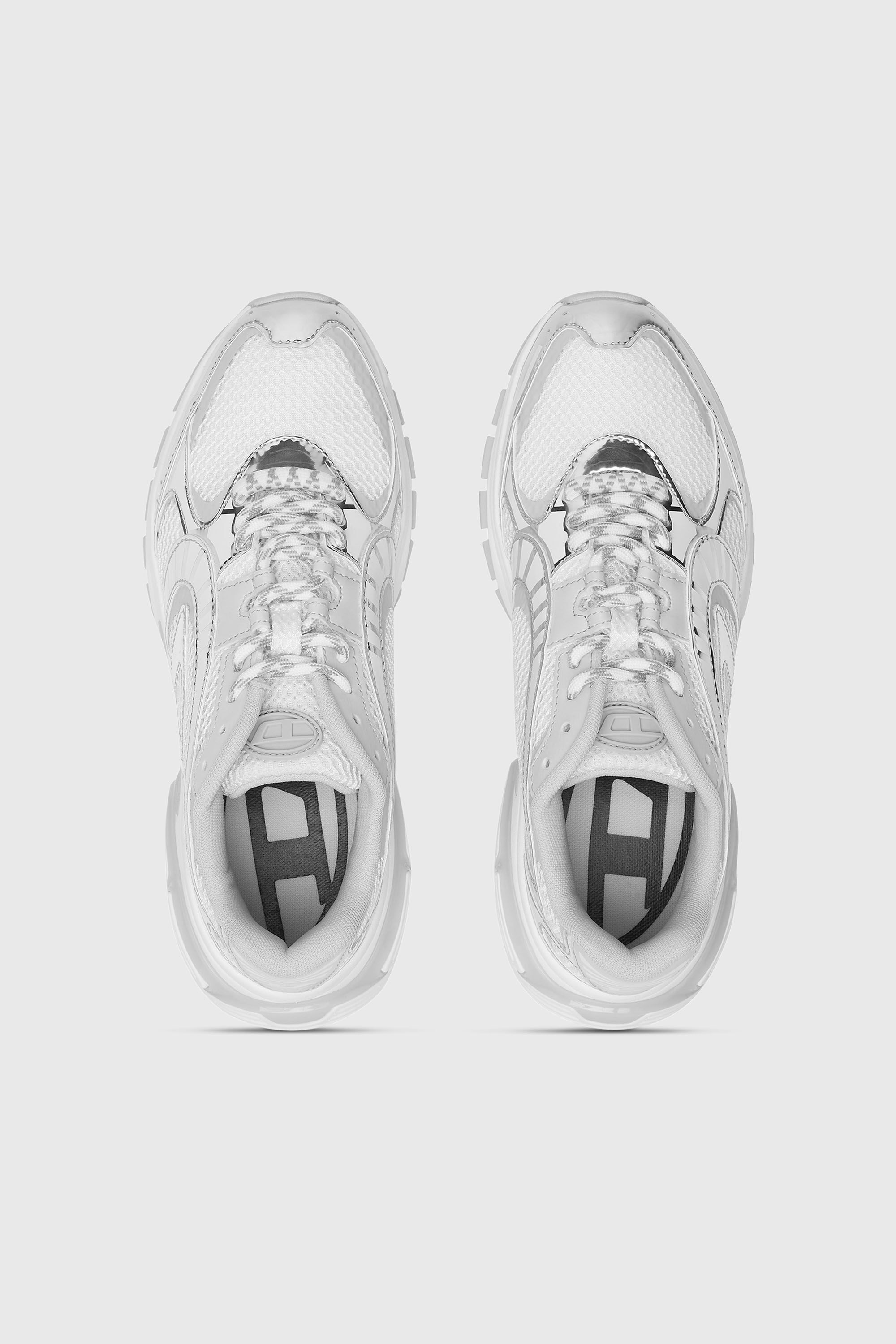 超美品★DIESEL メッシュ ハイカットスニーカー S-DESE 24cm 白 Women's S-Pro-V-Dense-Metallic mesh sneakers with Oval D logo