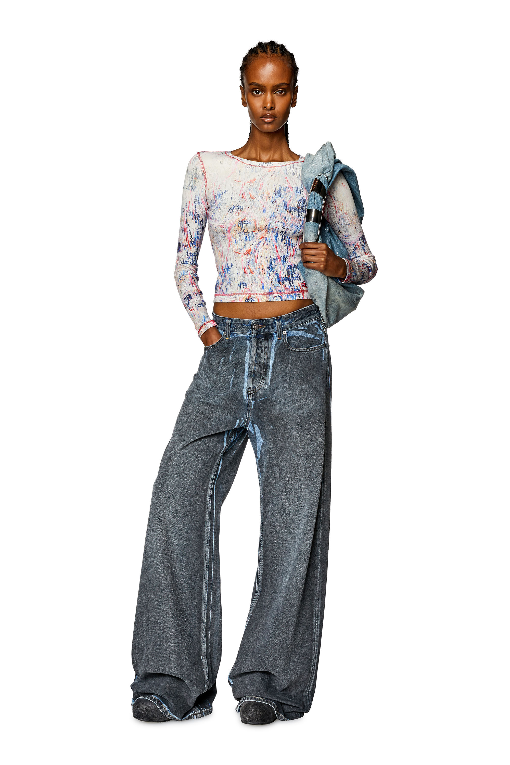 Women's Ribbed top with spray treatment | Multicolor | Diesel