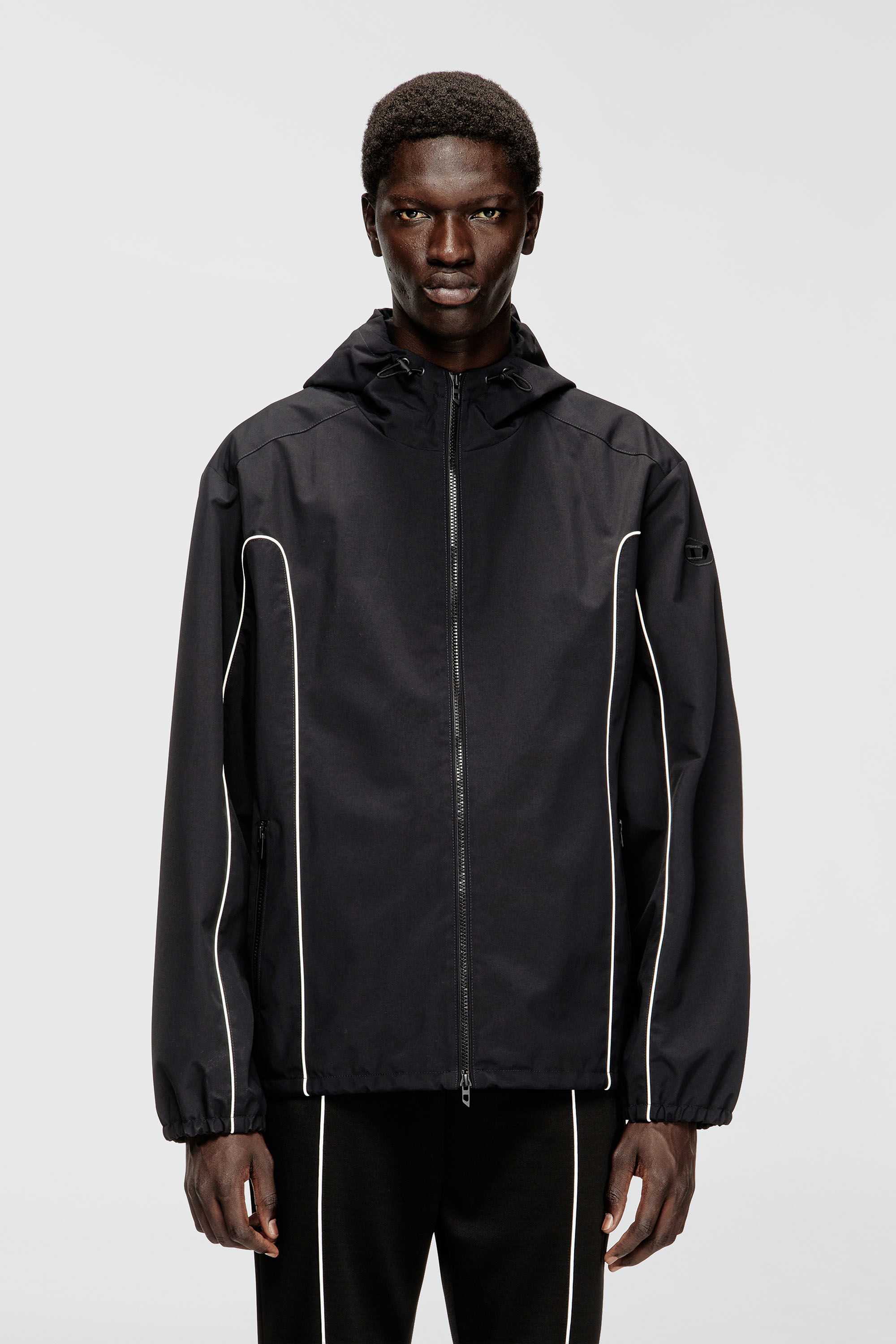Diesel - J-HIVES-WRD, Man's Windbreaker with contrast piping in Black - 3