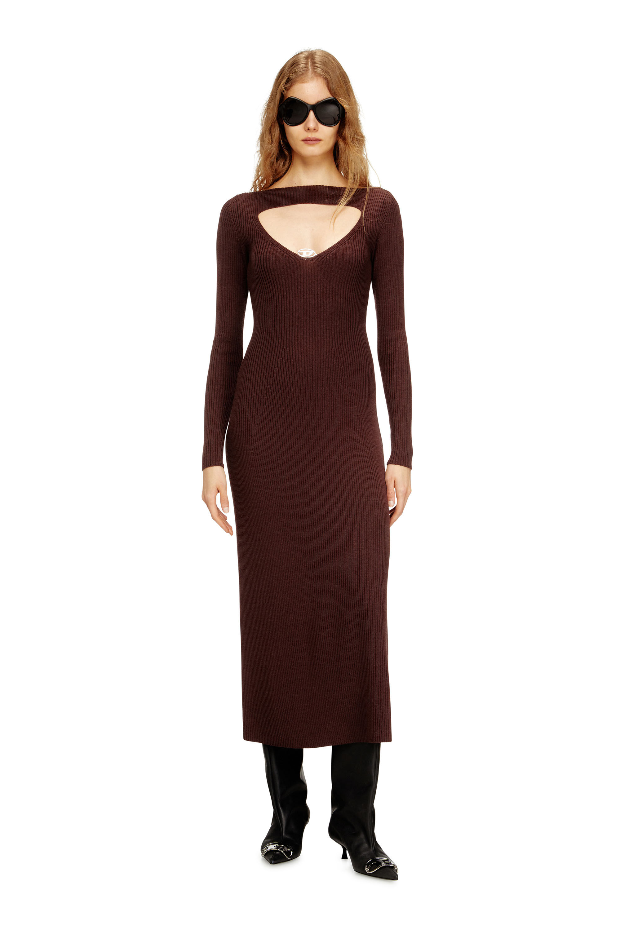 Women's Midi wool dress with inlay | Red | Diesel {{Country}}