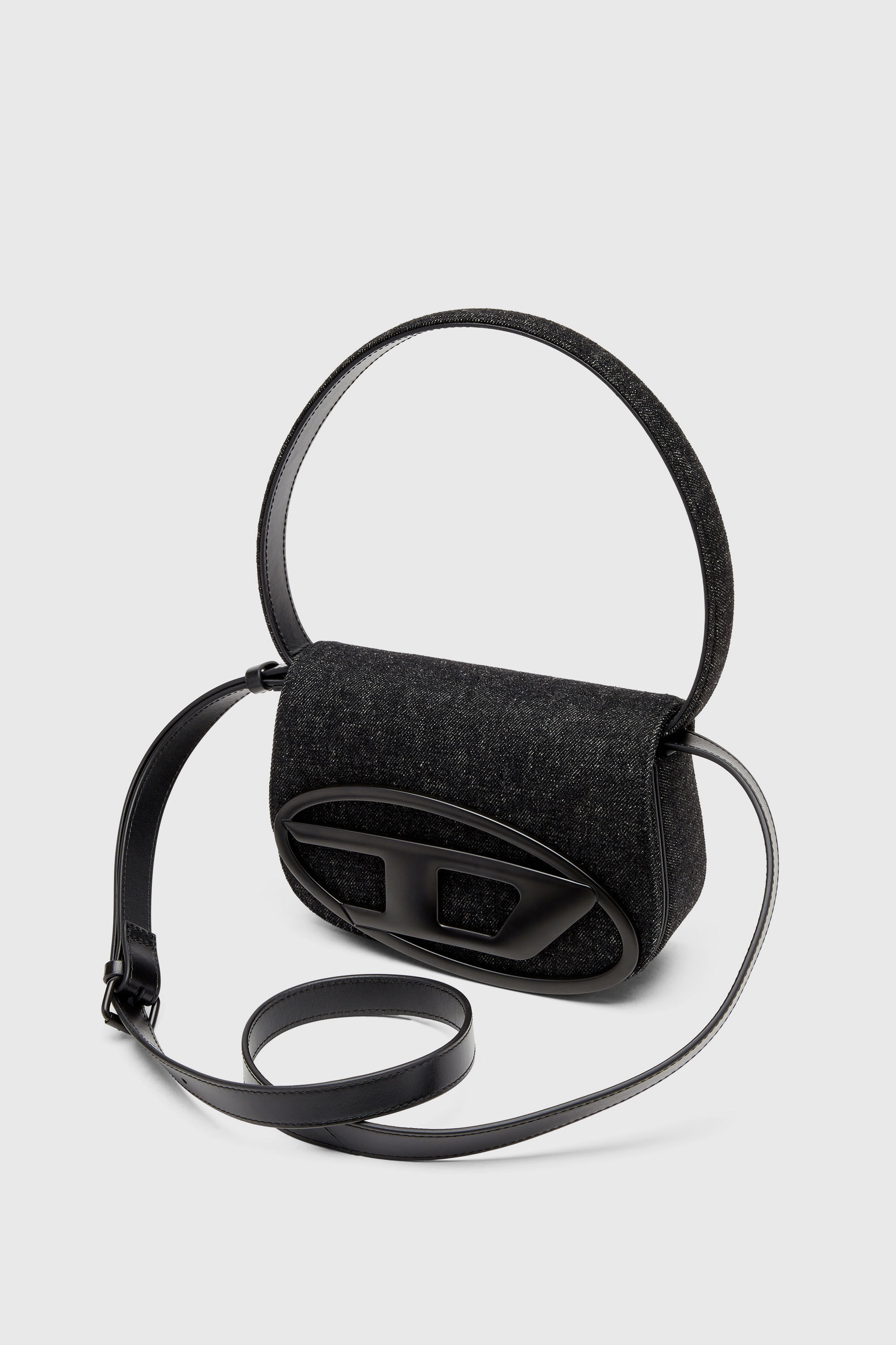 Women's 1DR-Iconic shoulder bag in washed denim | Black | Diesel