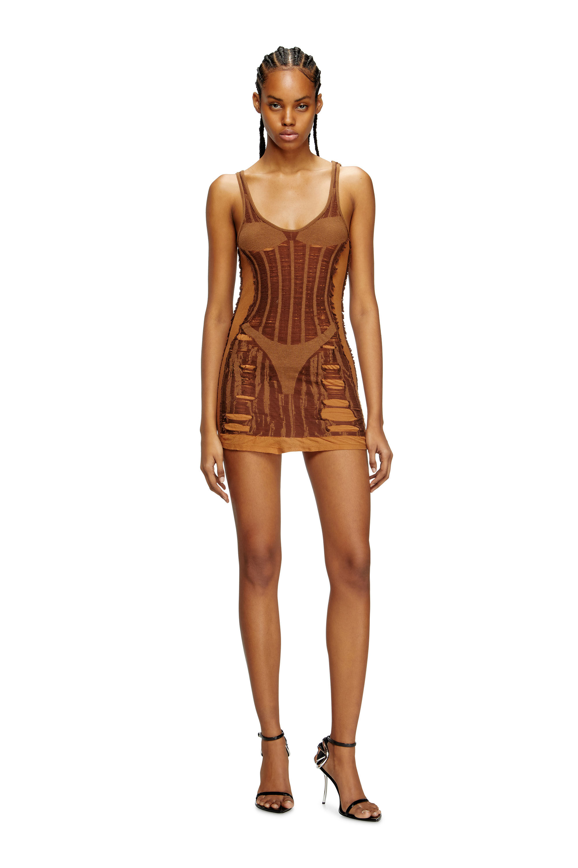 【関税込み】DIESEL M-CALIMERA' DRESS Brown M-Calimera-Short Minidress by Diesel on Sale