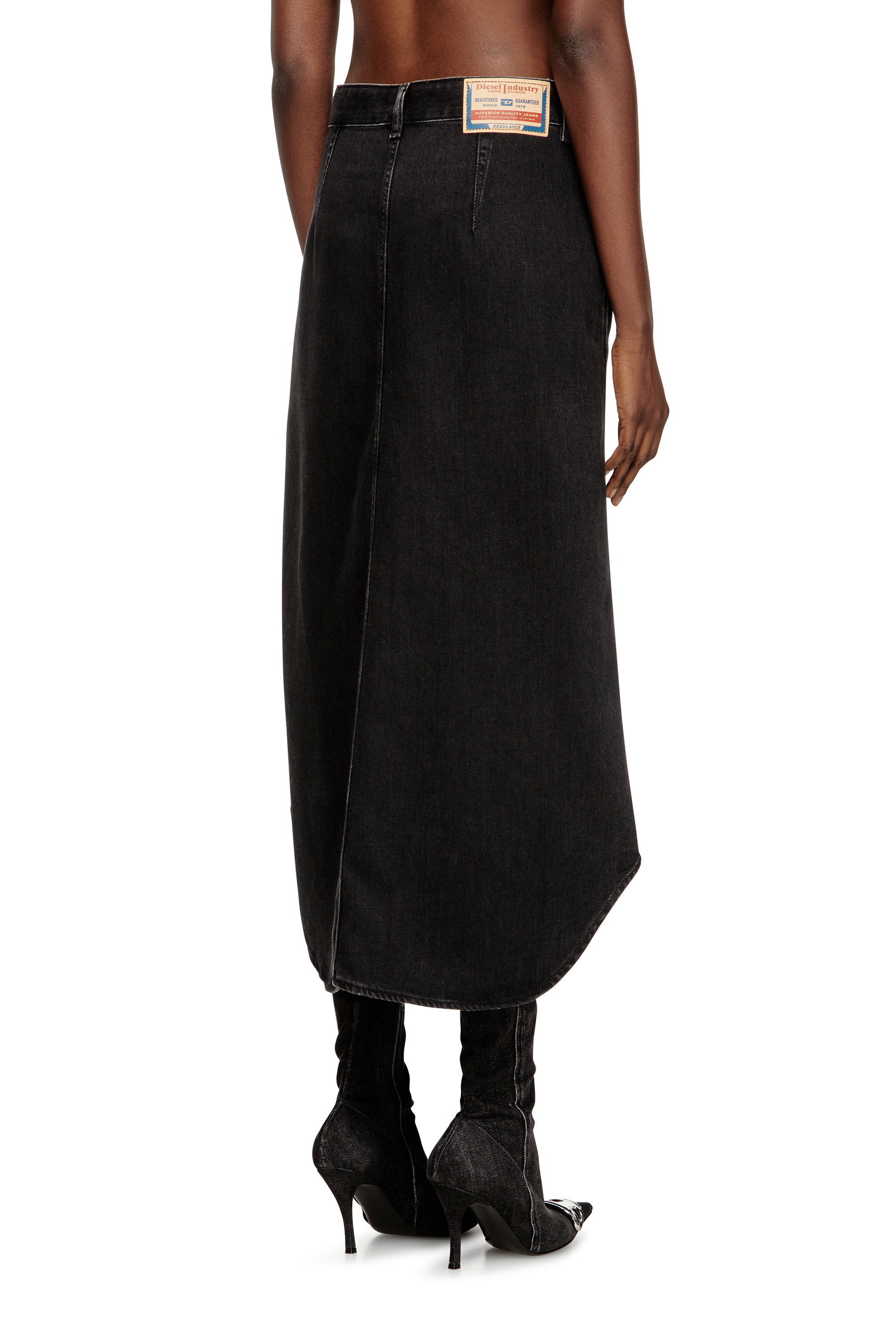 Diesel - DE-ARD-LONG, Woman's Midi denim skirt in Black - 4