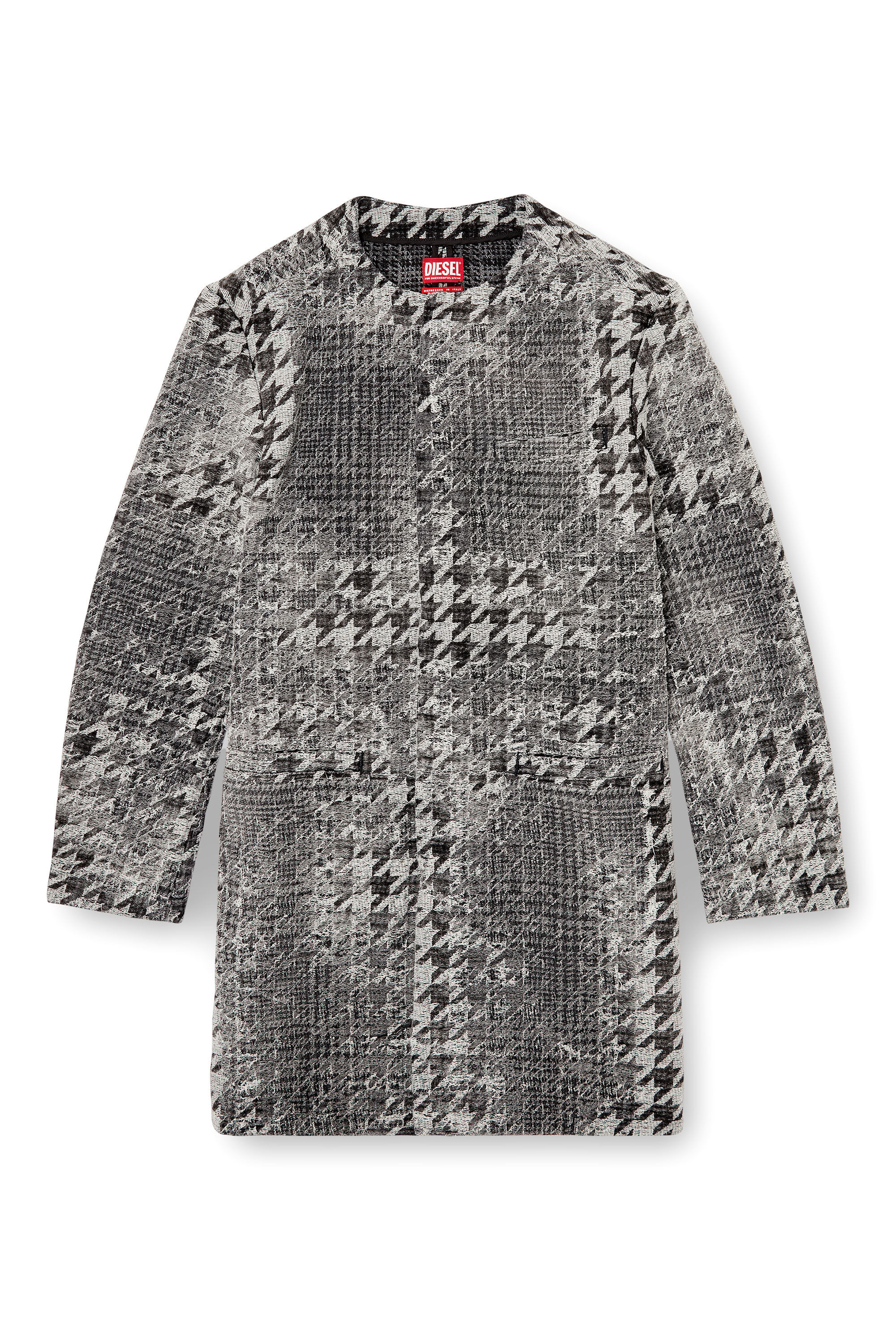 Diesel - D-LOT-FSH, Unisex's Coat in Prince of Wales jacquard denim in Black/Dark grey - 2