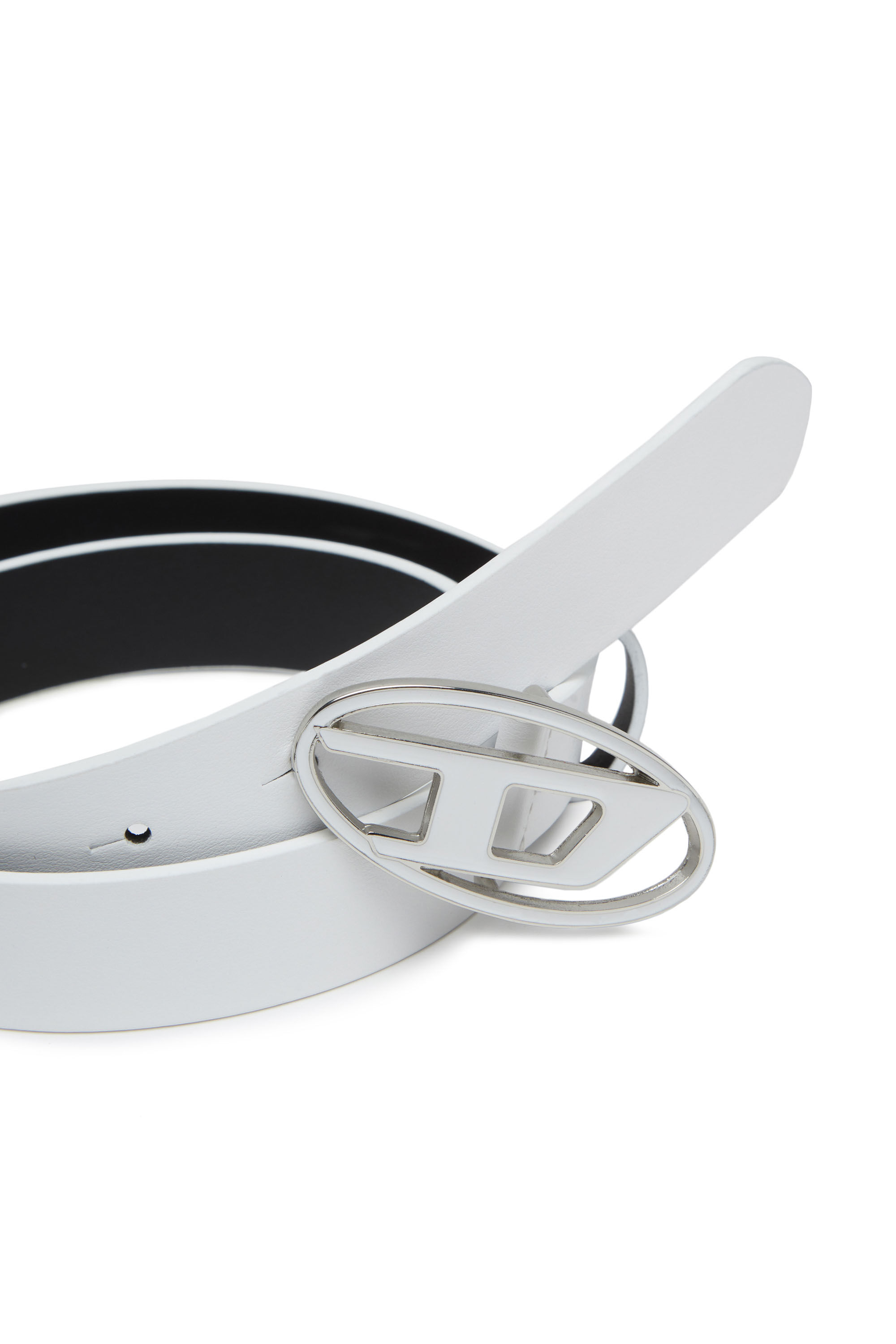 Women's Leather belt with enamelled buckle | White | Diesel
