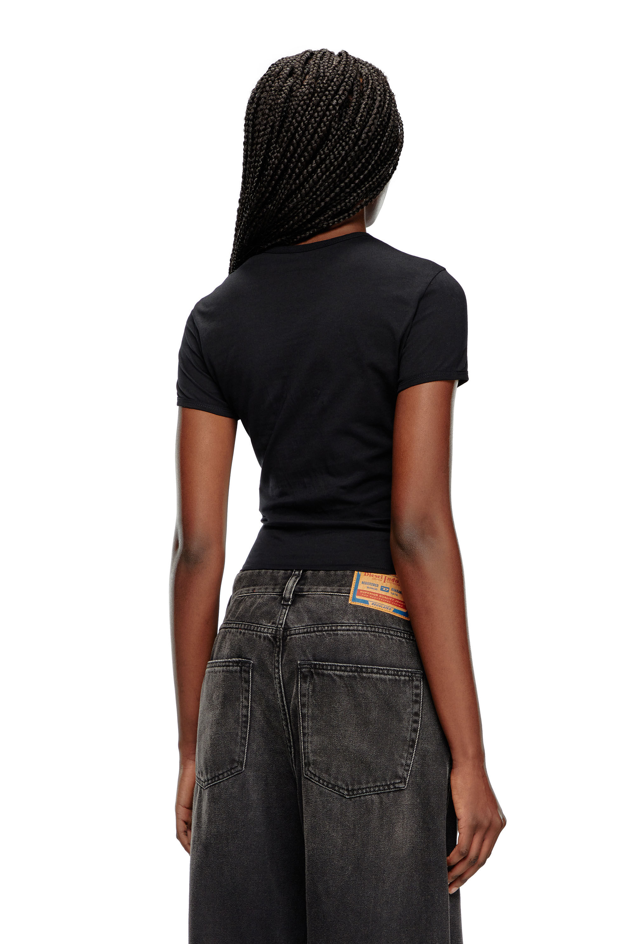 Women's T-shirt with embroidered D patch | Black | Diesel