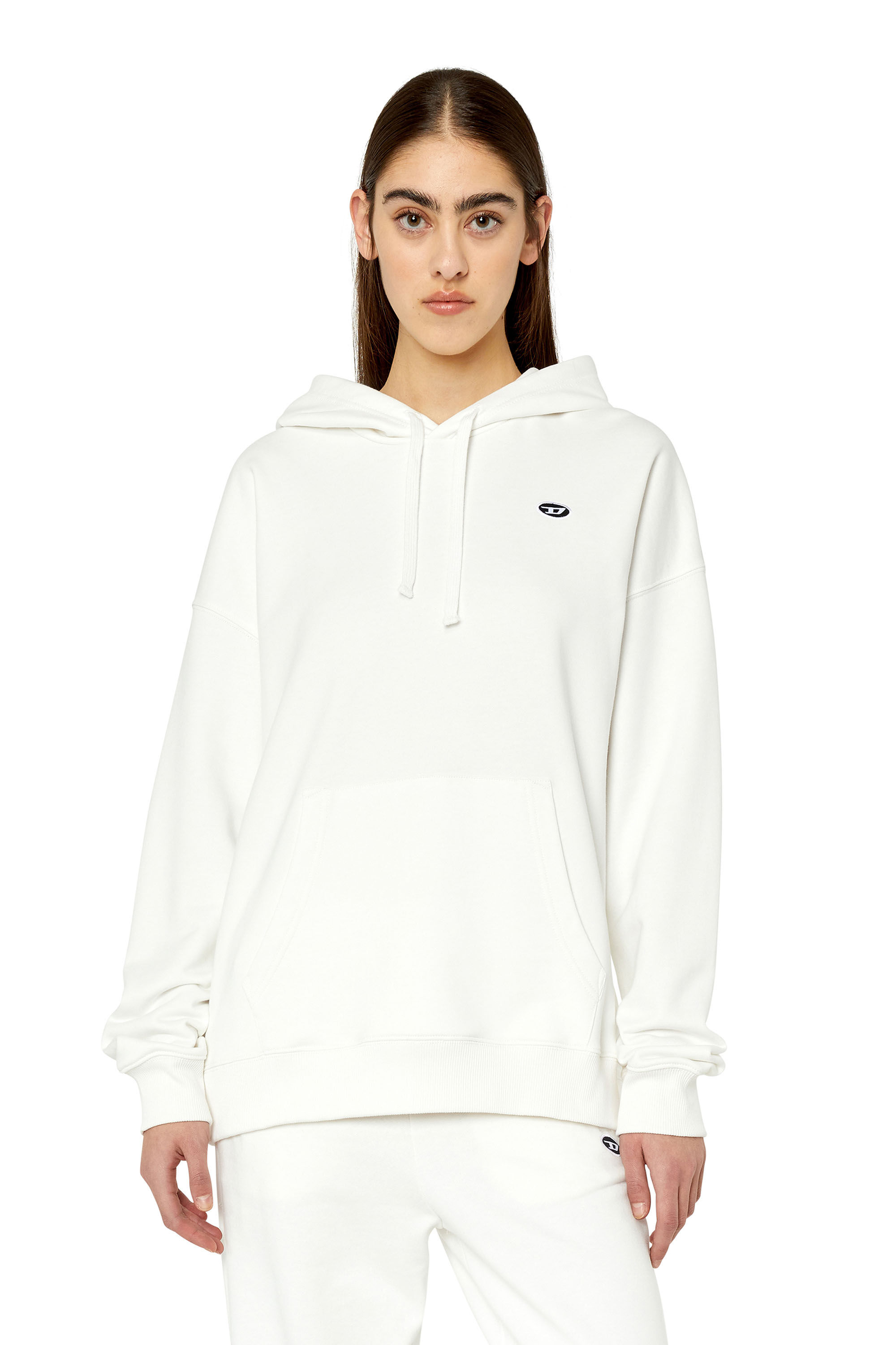 Diesel - F-REGGY-HOOD-DOVAL-PJ, Woman Hoodie with oval D patch in White - Image 3
