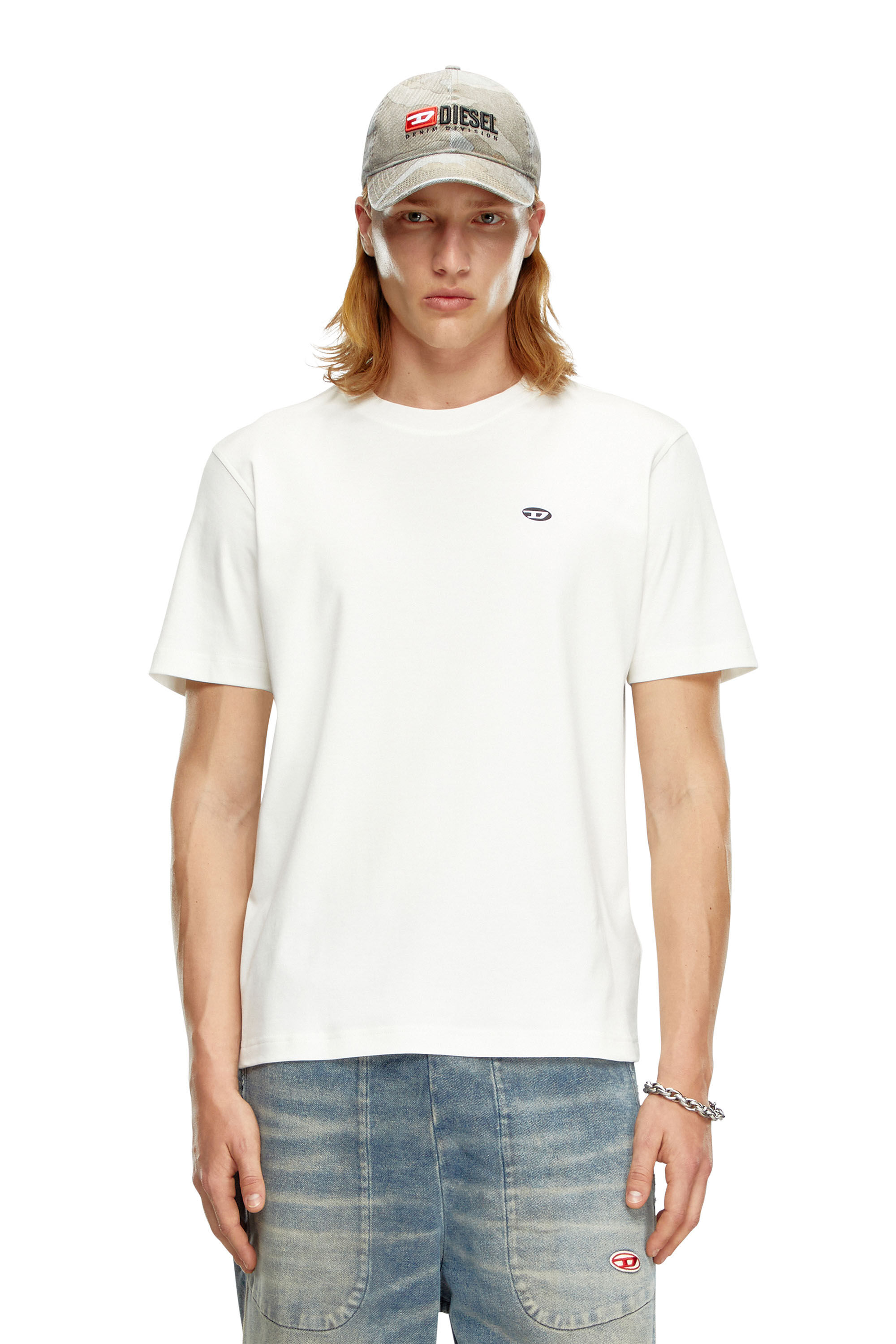 Men's T-shirt with Oval D patch | White | Diesel
