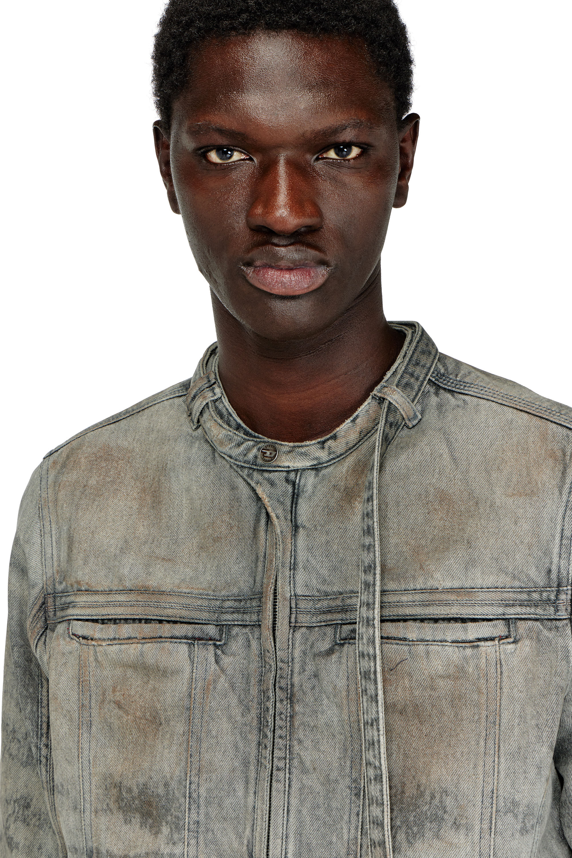 Men's Jacket in cotton-hemp satin denim | Grey | Diesel