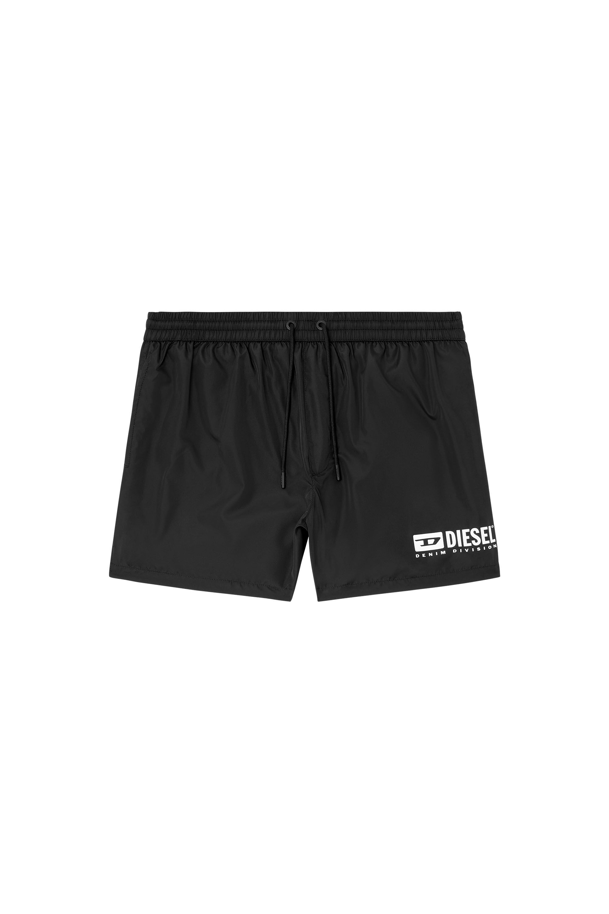 Men's Mid-length swim shorts with logo print | Black | Diesel