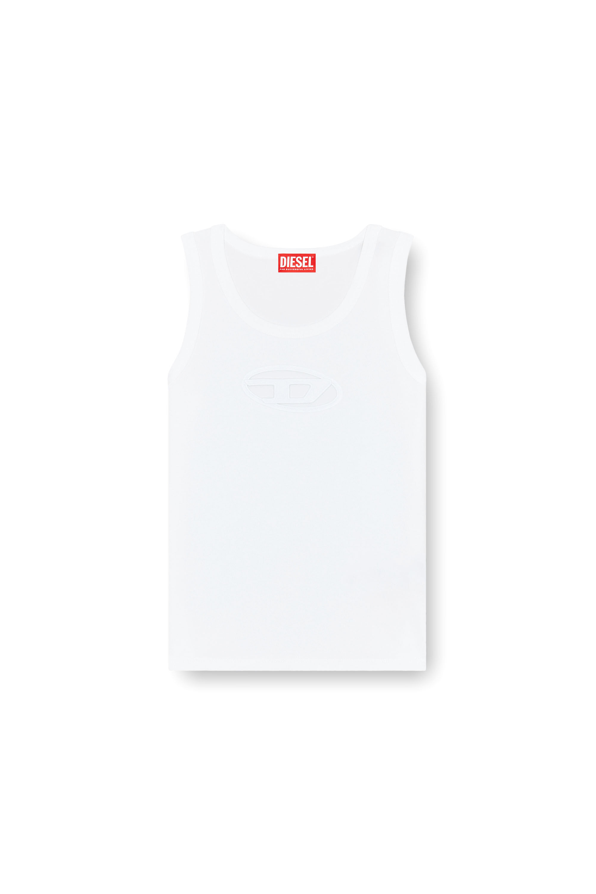 信頼も厚い Tank Women's top Diesel | White | logo D Oval cut-out with タンクトップ