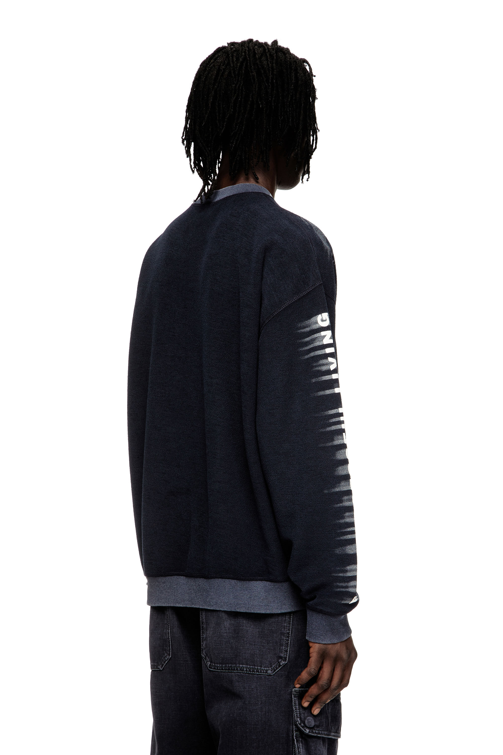 Men's Cotton sweatshirt with Oval D print | Blue | Diesel