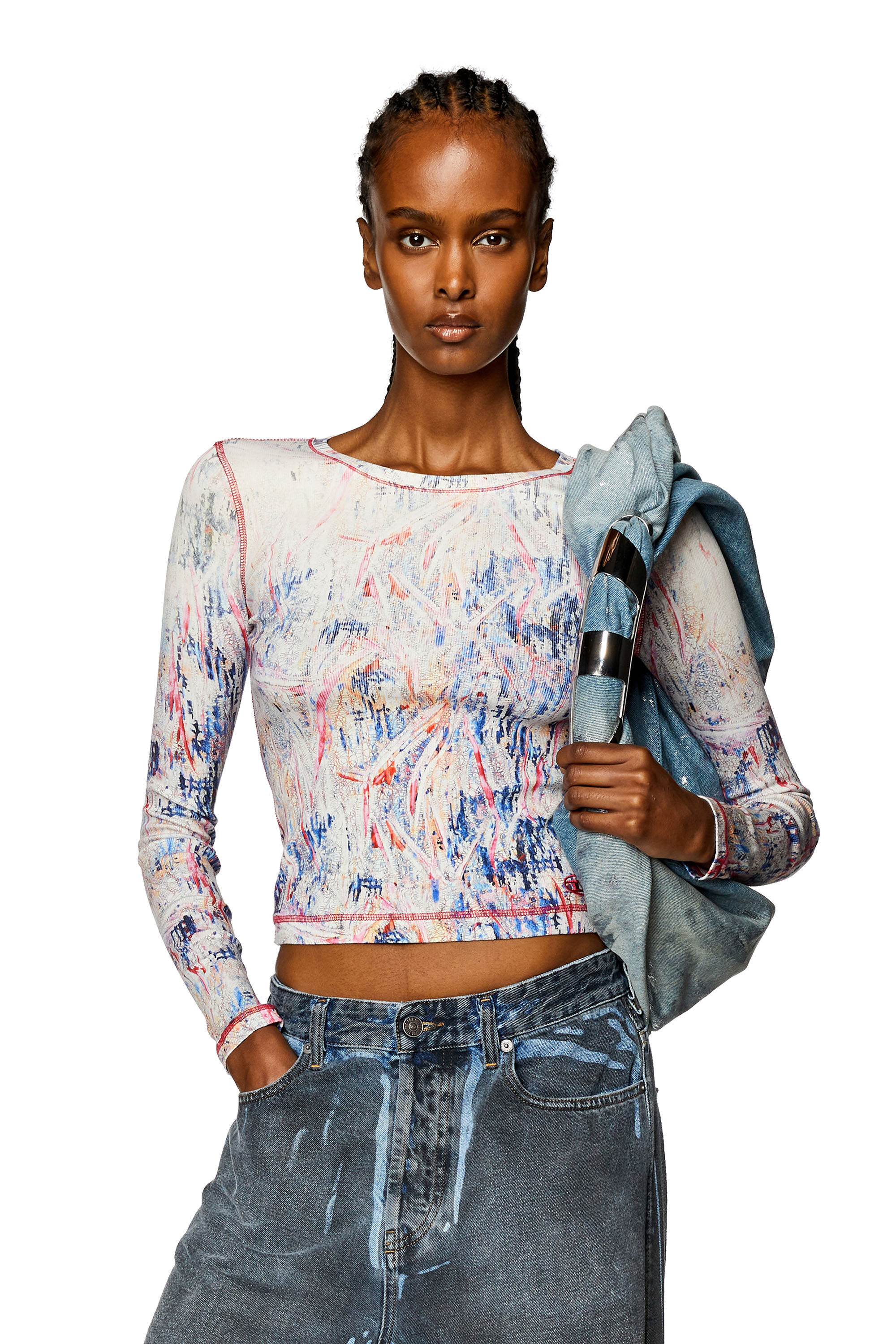 Women's Ribbed top with spray treatment | Multicolor | Diesel