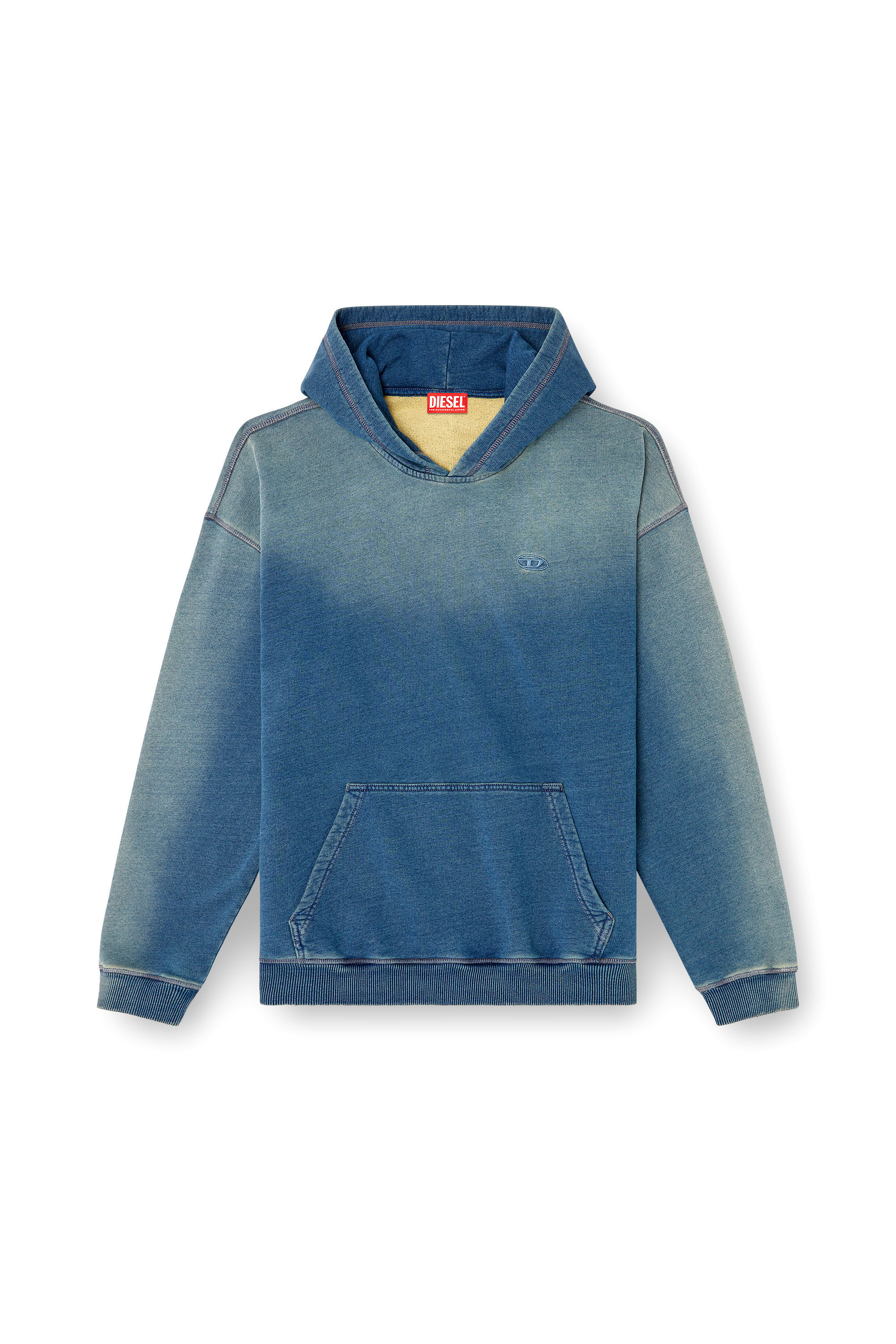 Men's Faded hoodie with logo embroidery | Blue | Diesel