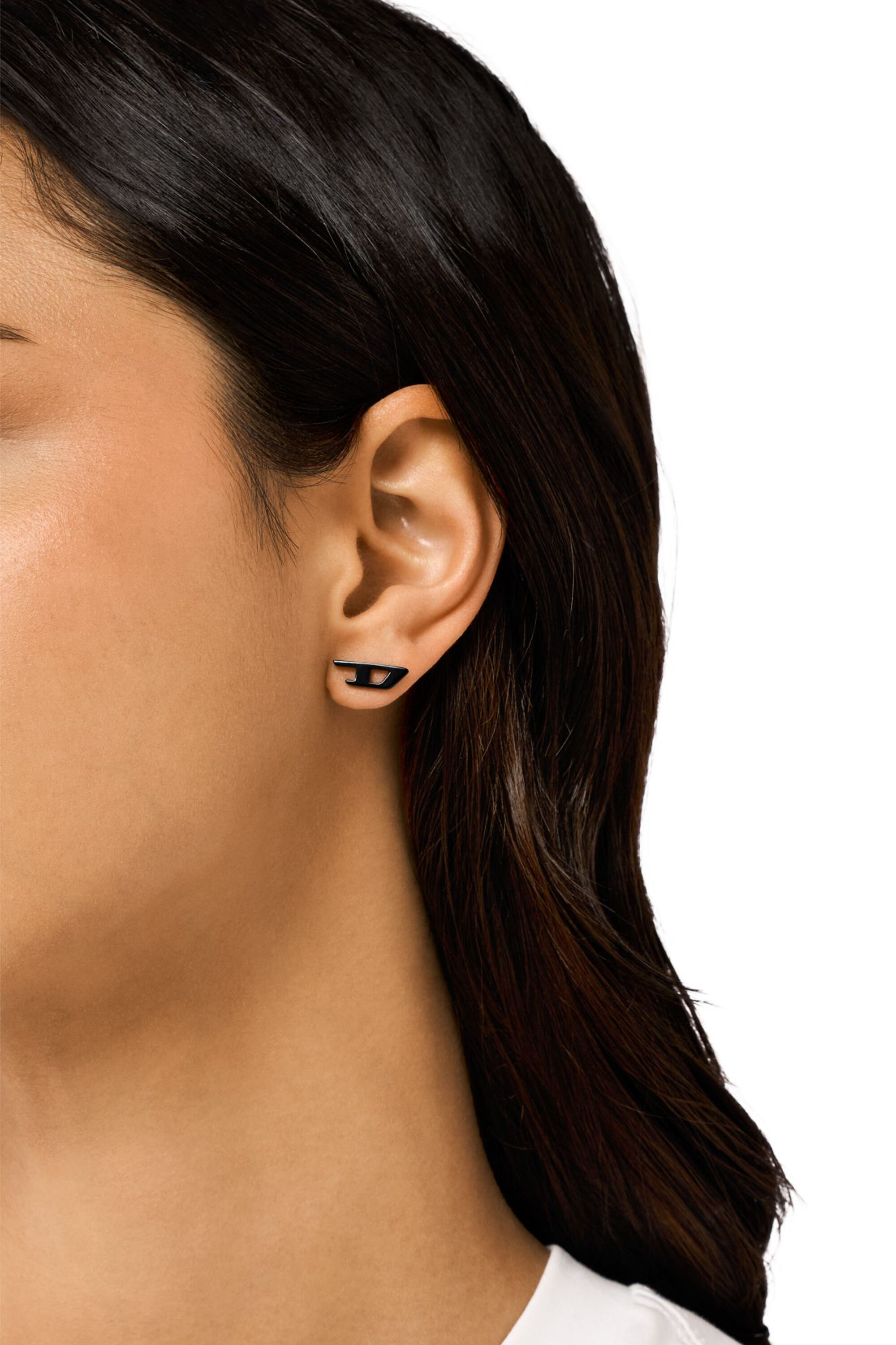 Women's Black Stainless Steel Stud Earring | Black | Diesel