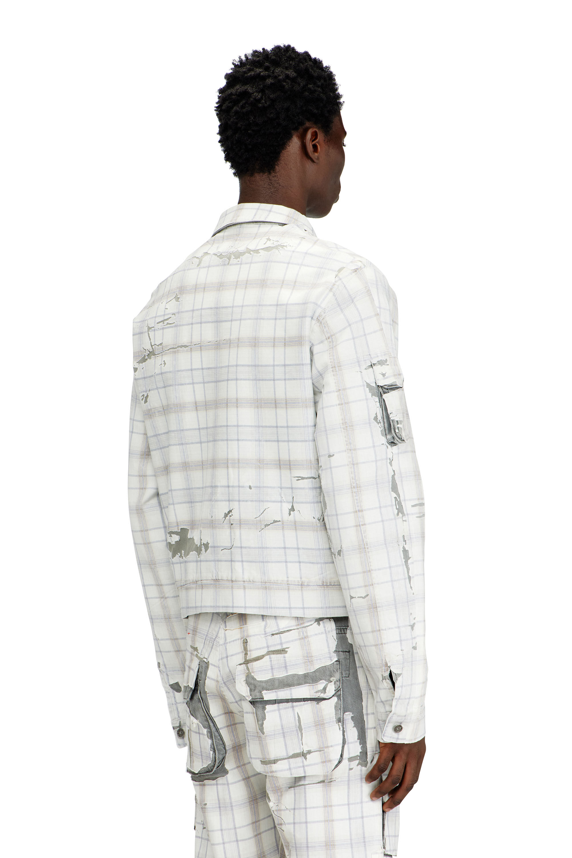 Diesel - D-VALEN-FSI1, Man's Denim jacket with peel-off effect in Grey - 4