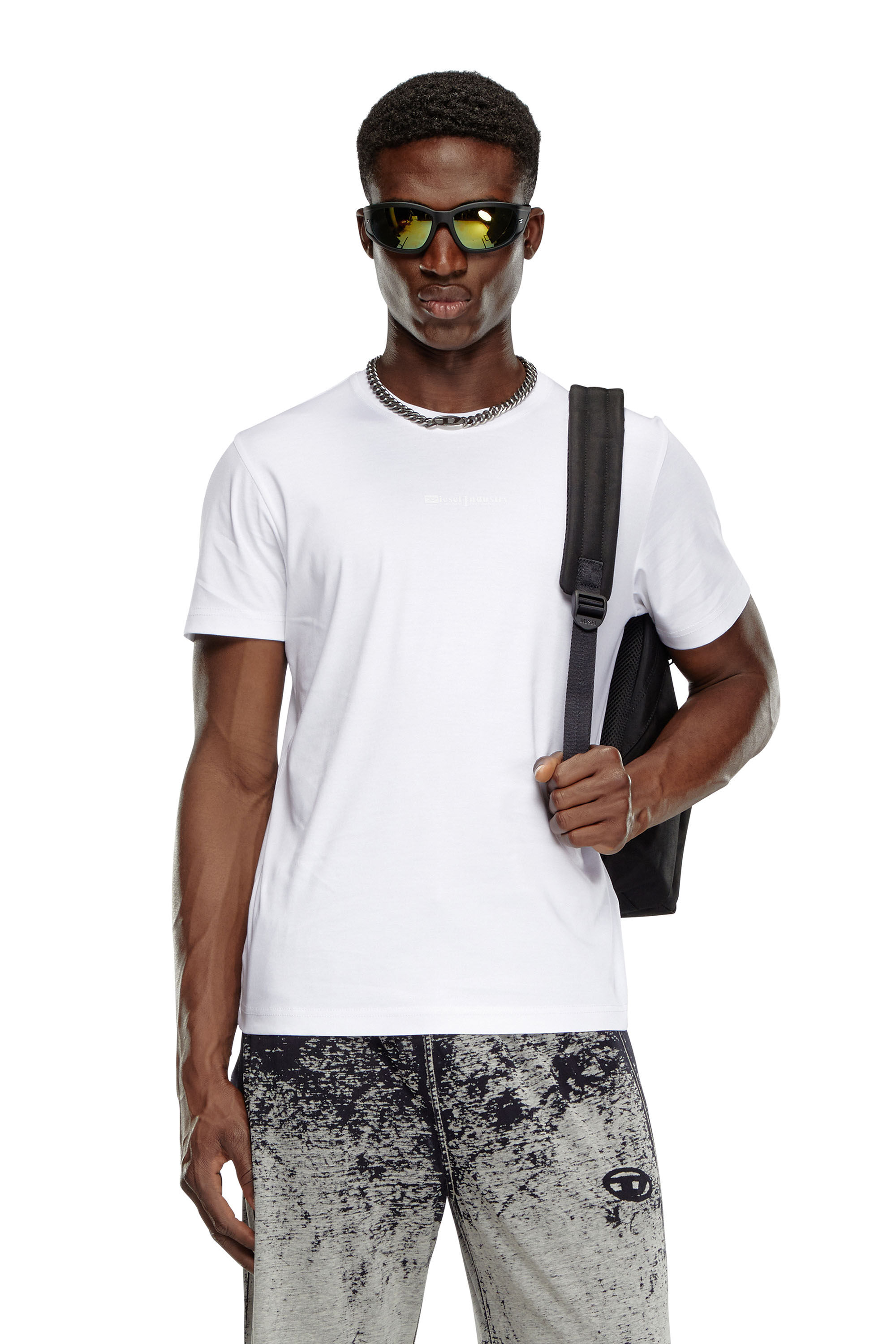 Men's T-shirt with tonal Diesel Industry print | White | Diesel