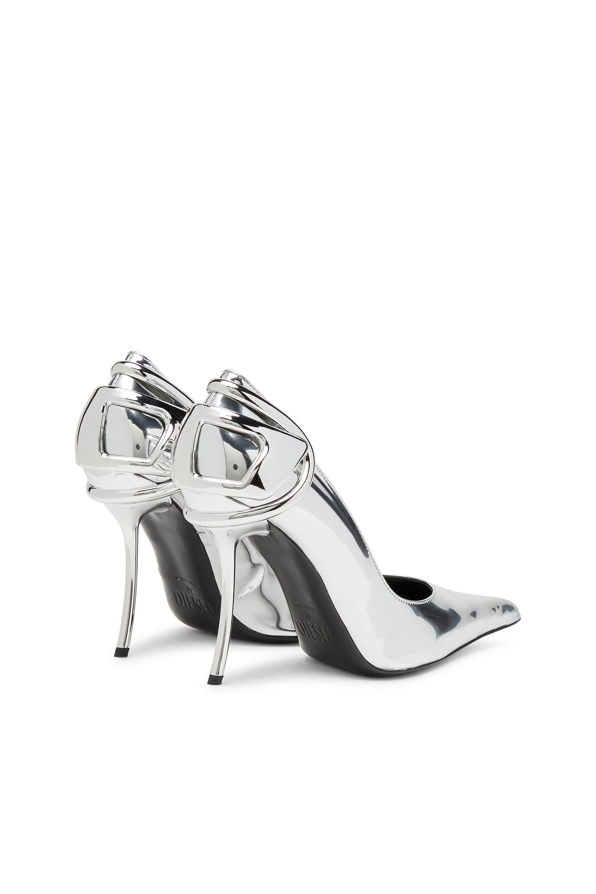 Women's D-Ten&Half-Metallic pumps with curved heel | Silver