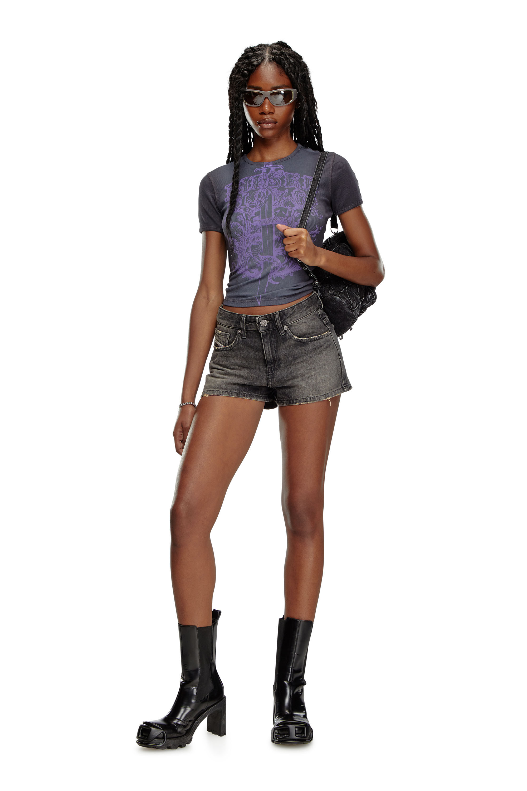 Women's 5-pockets Denim shorts | Black/Dark grey | Diesel