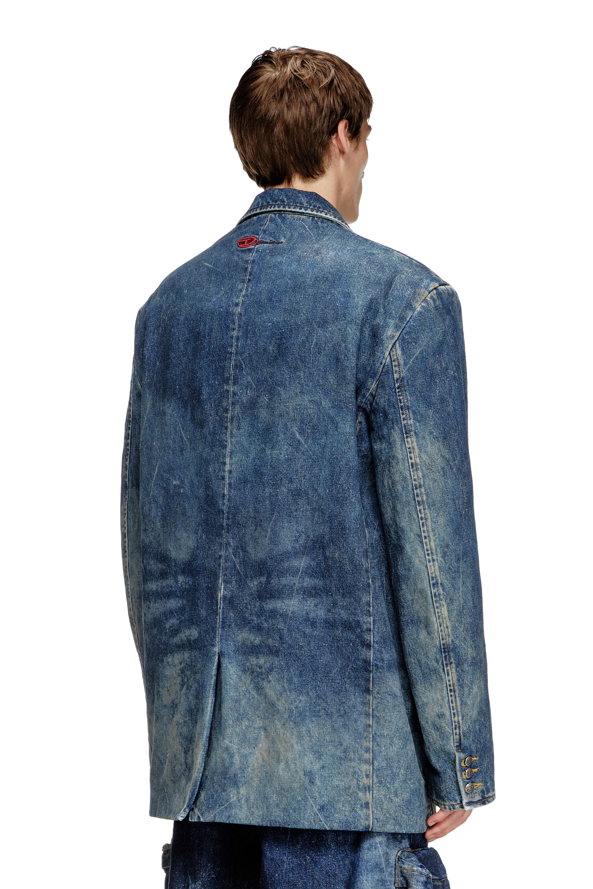 Women's Blazer in hand-treated dirty denim | Blue | Diesel
