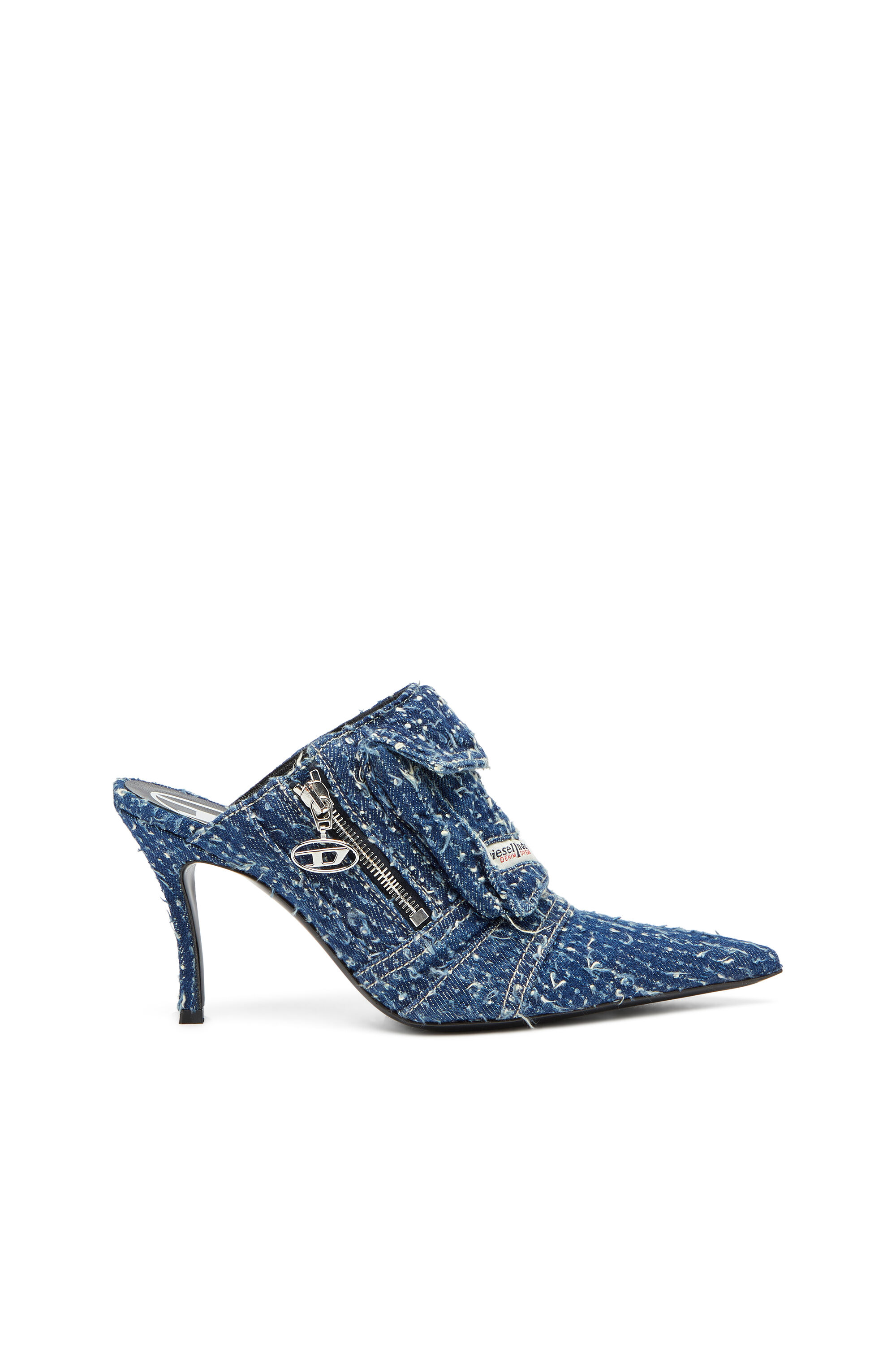 Women s D Venus Heeled mules in boucle denim Blue Diesel