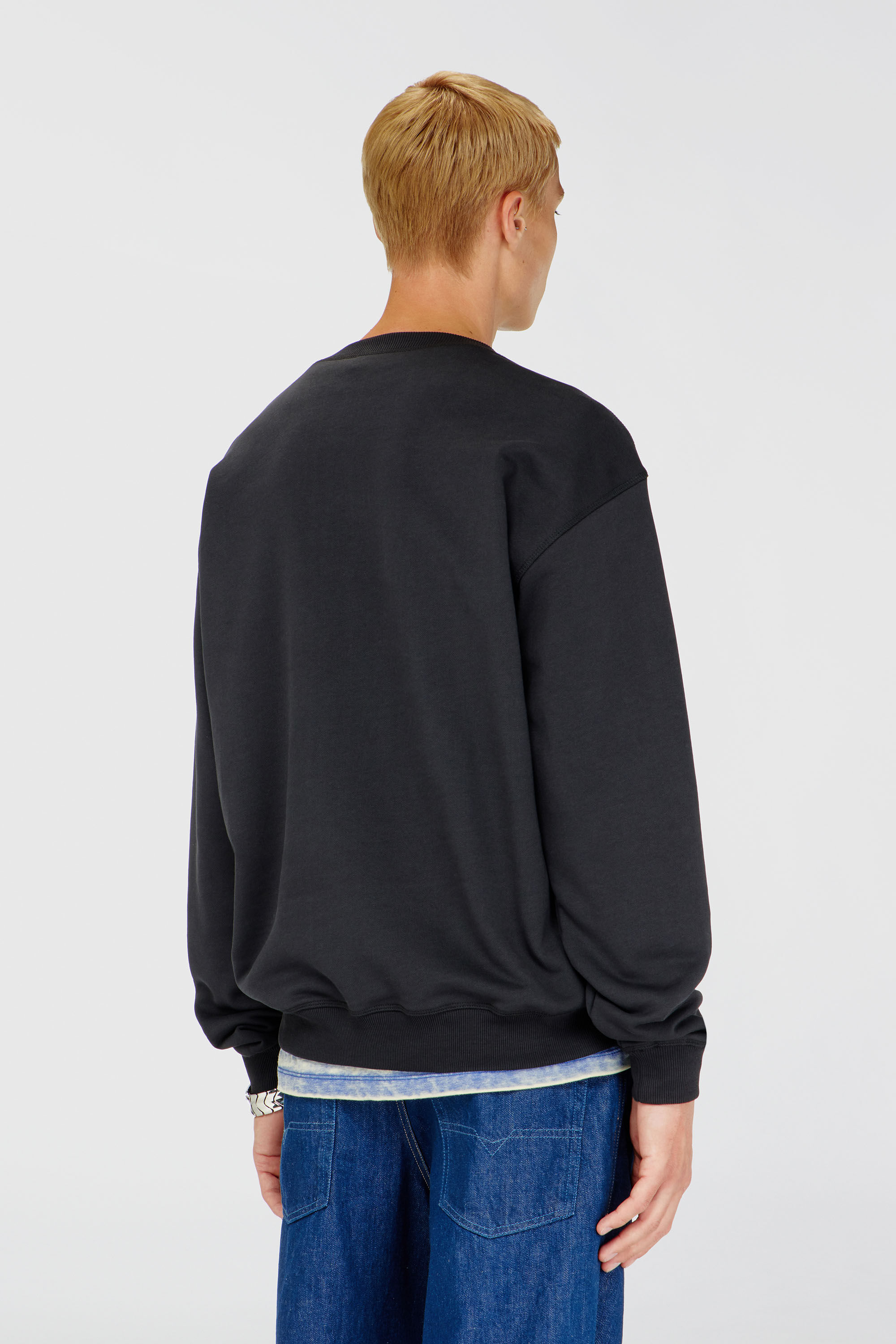 Men's Regular sweatshirt with metallic Oval D | Black | Diesel TR
