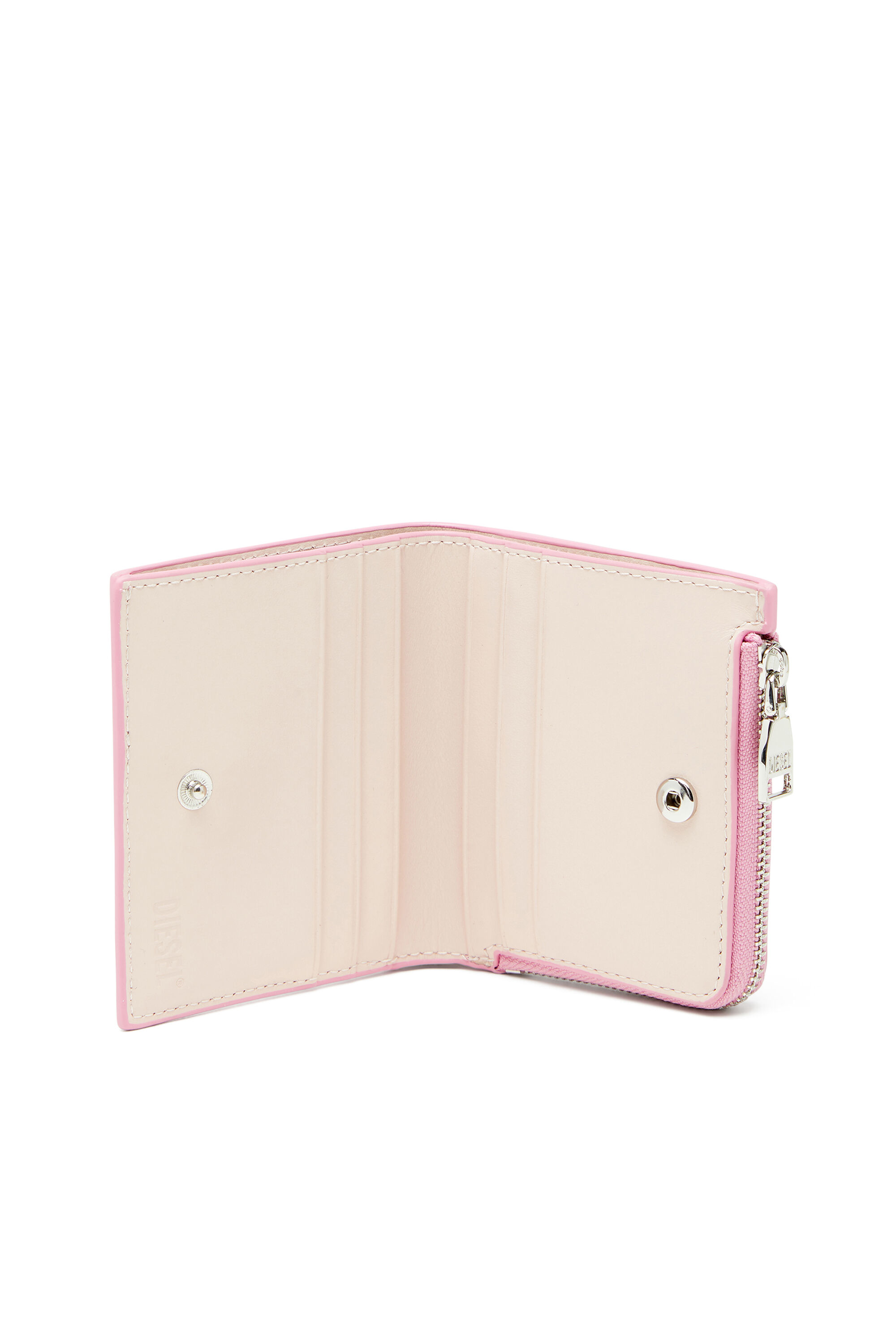 Diesel - PLAY BI FOLD ZIP L, Woman's Bi-fold wallet in glossy PU in Pink - 3