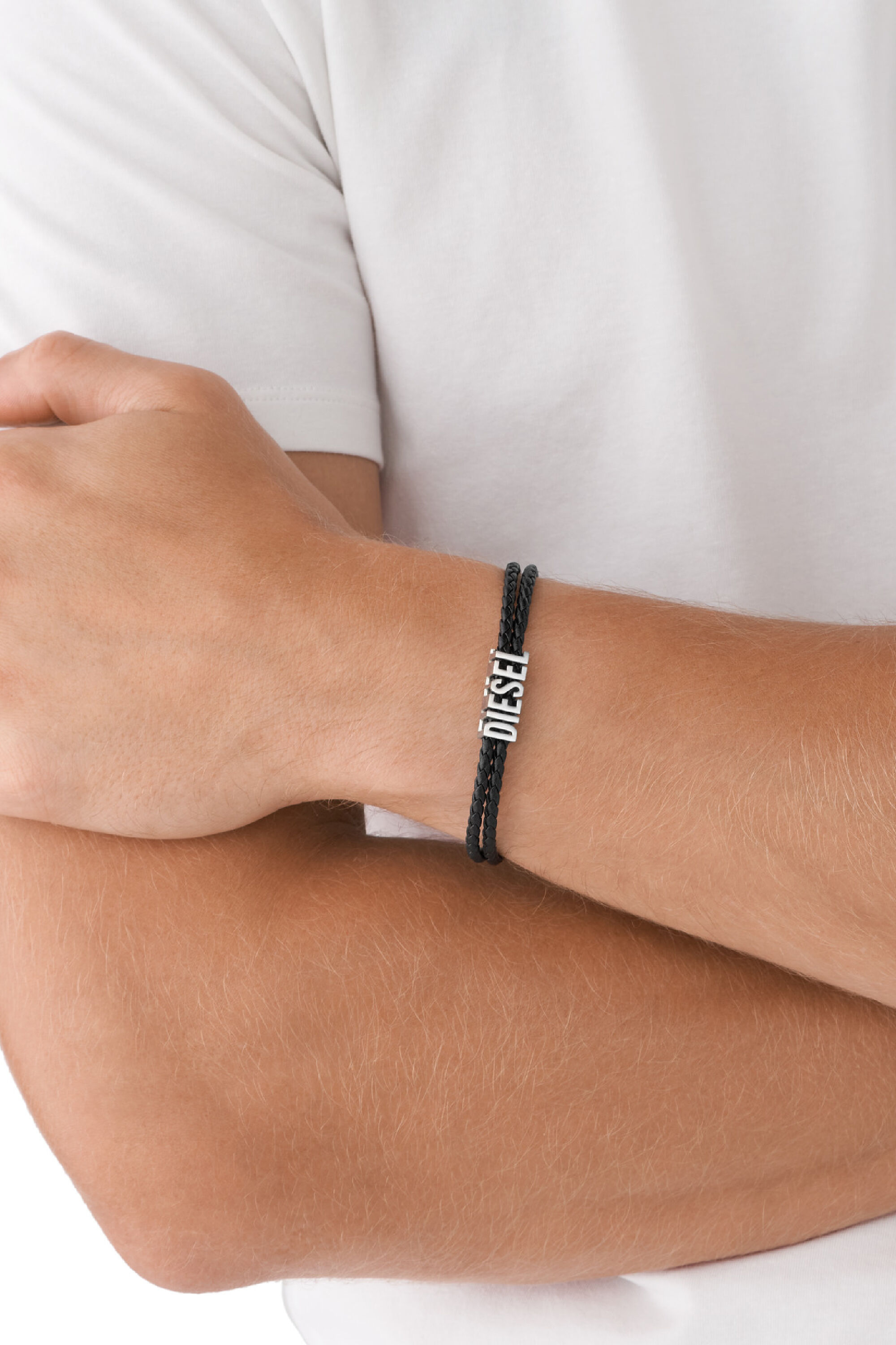 Men s Black leather bracelet DX1391 Diesel