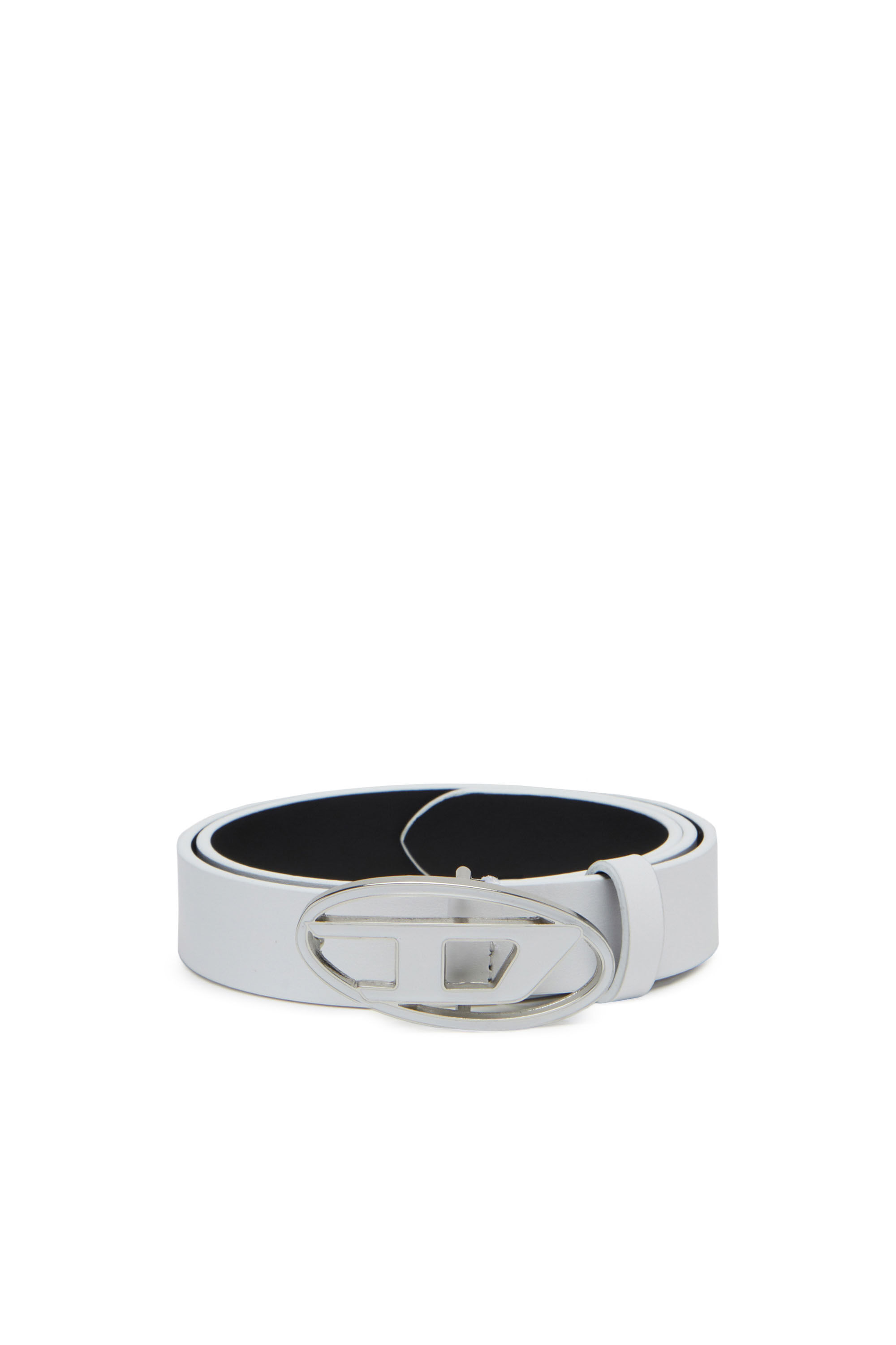 Women's Leather belt with enamelled buckle | White | Diesel