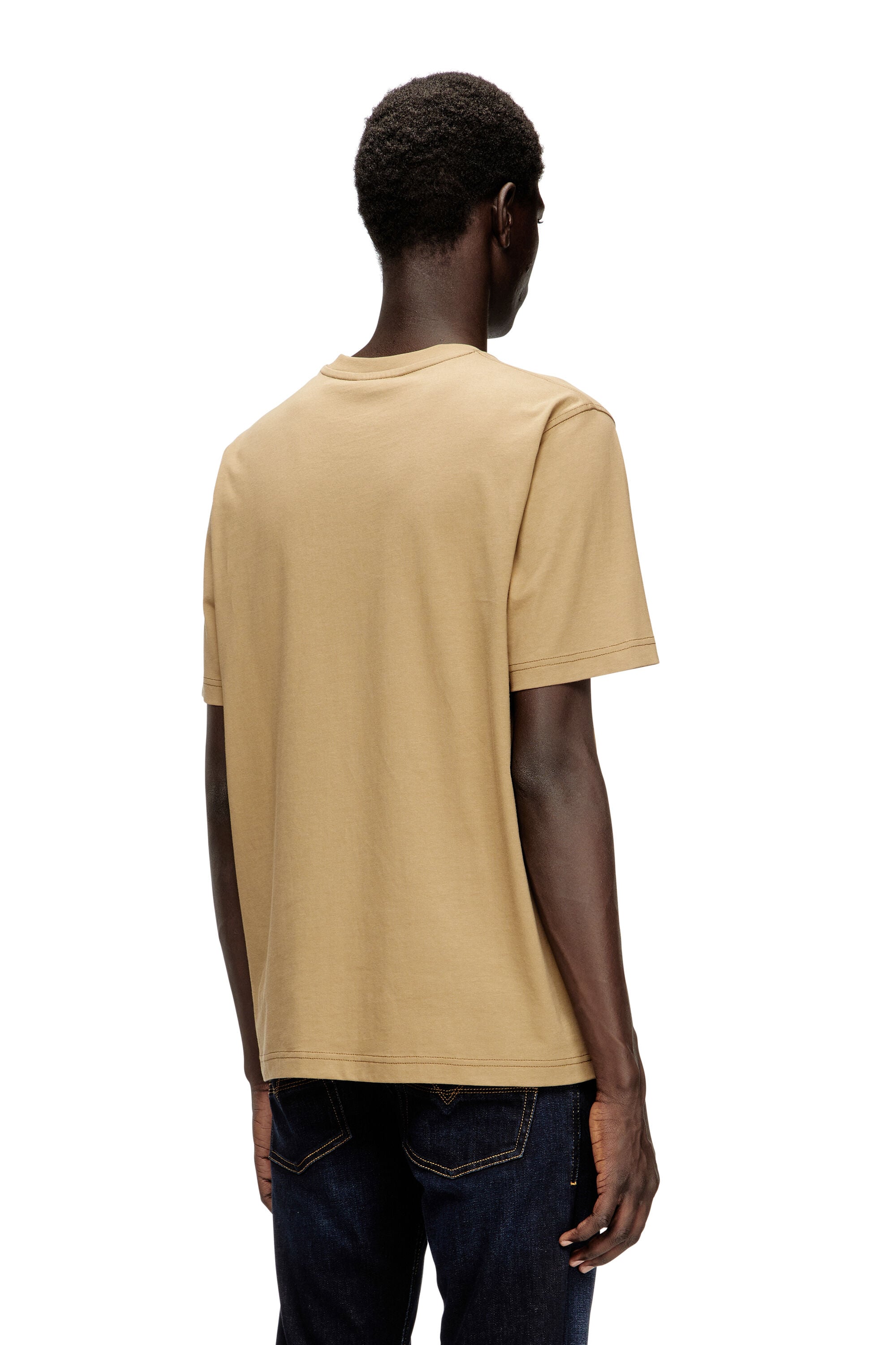 Men's Light cotton T-shirt with faded logo | Beige | Diesel TR