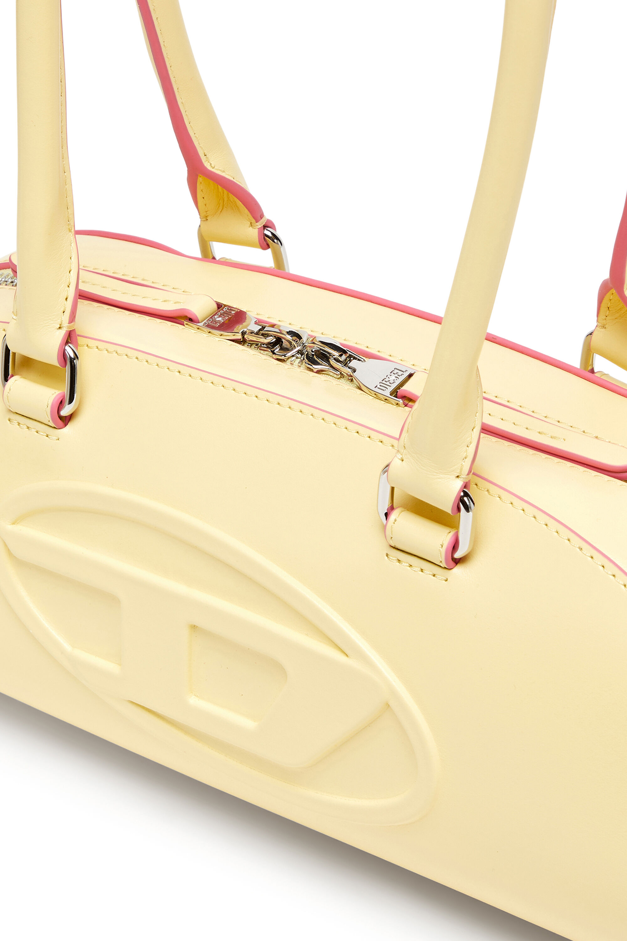 Diesel - 1DR DOME SHOULDER EW, Woman's 1DR Dome - Elongated bowling bag in leather in Yellow - 5