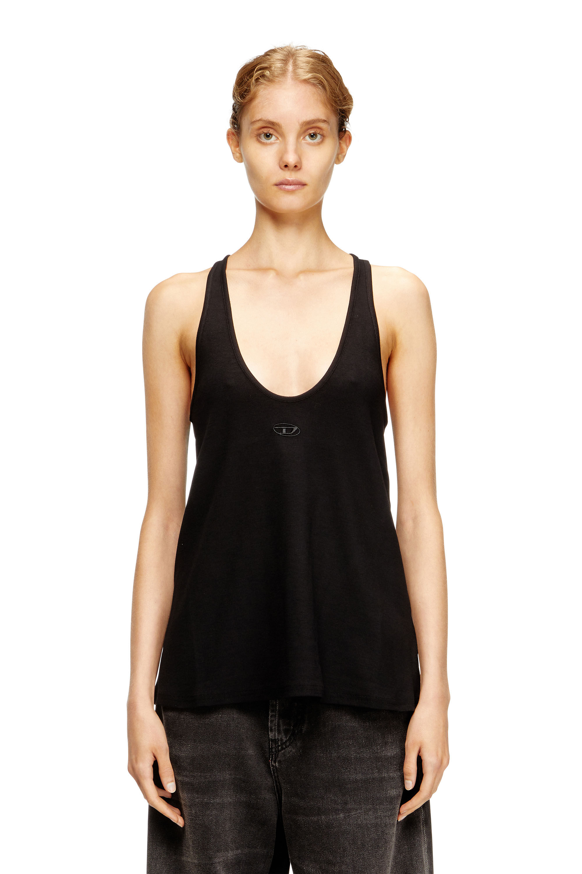 Diesel - T-IPSYA-LKDS, Woman's Ribbed tank with Oval D in null - 1