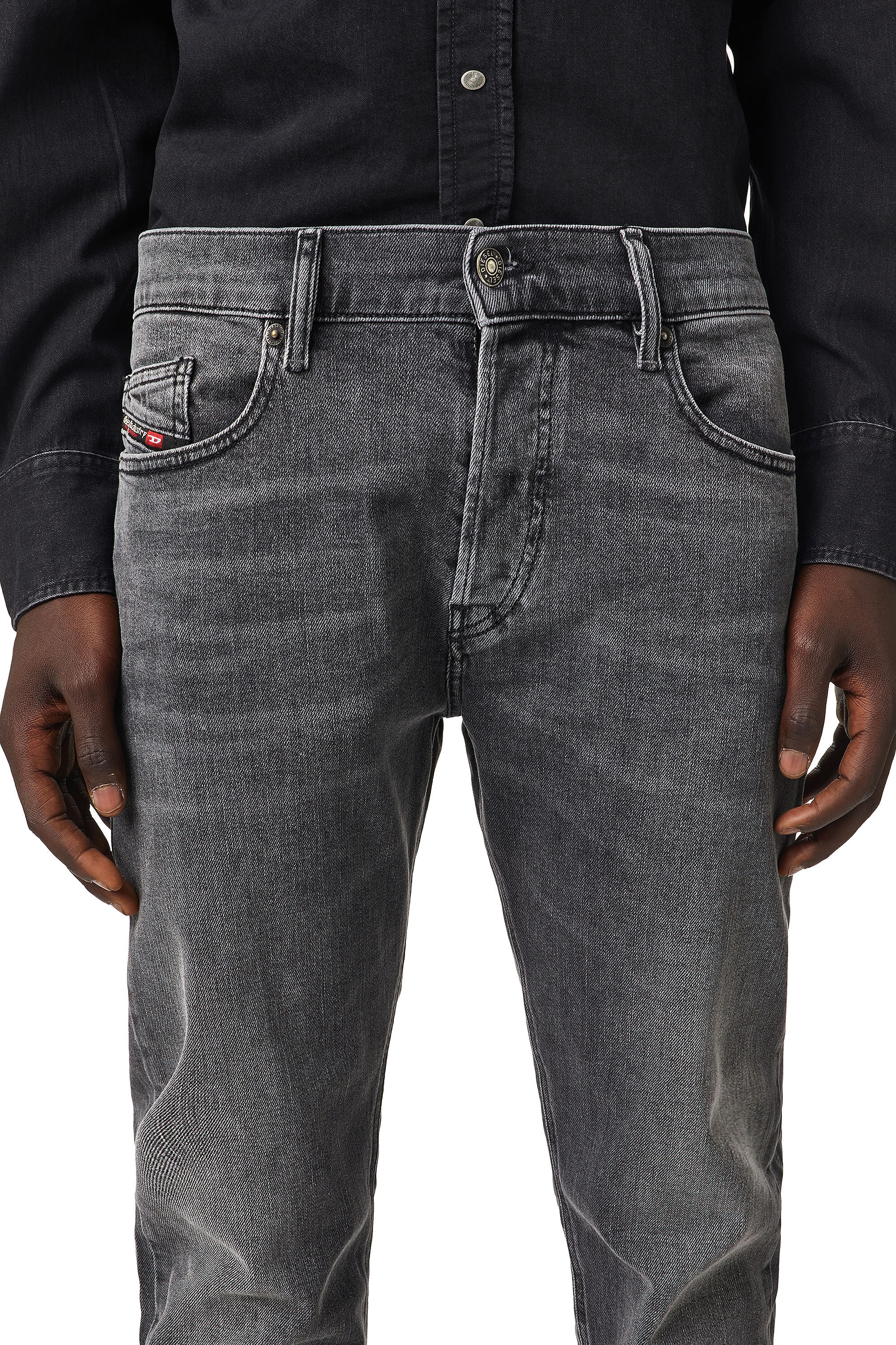 Diesel - D-Luster 009ZT Slim Jeans, Black/Dark grey - Image 5