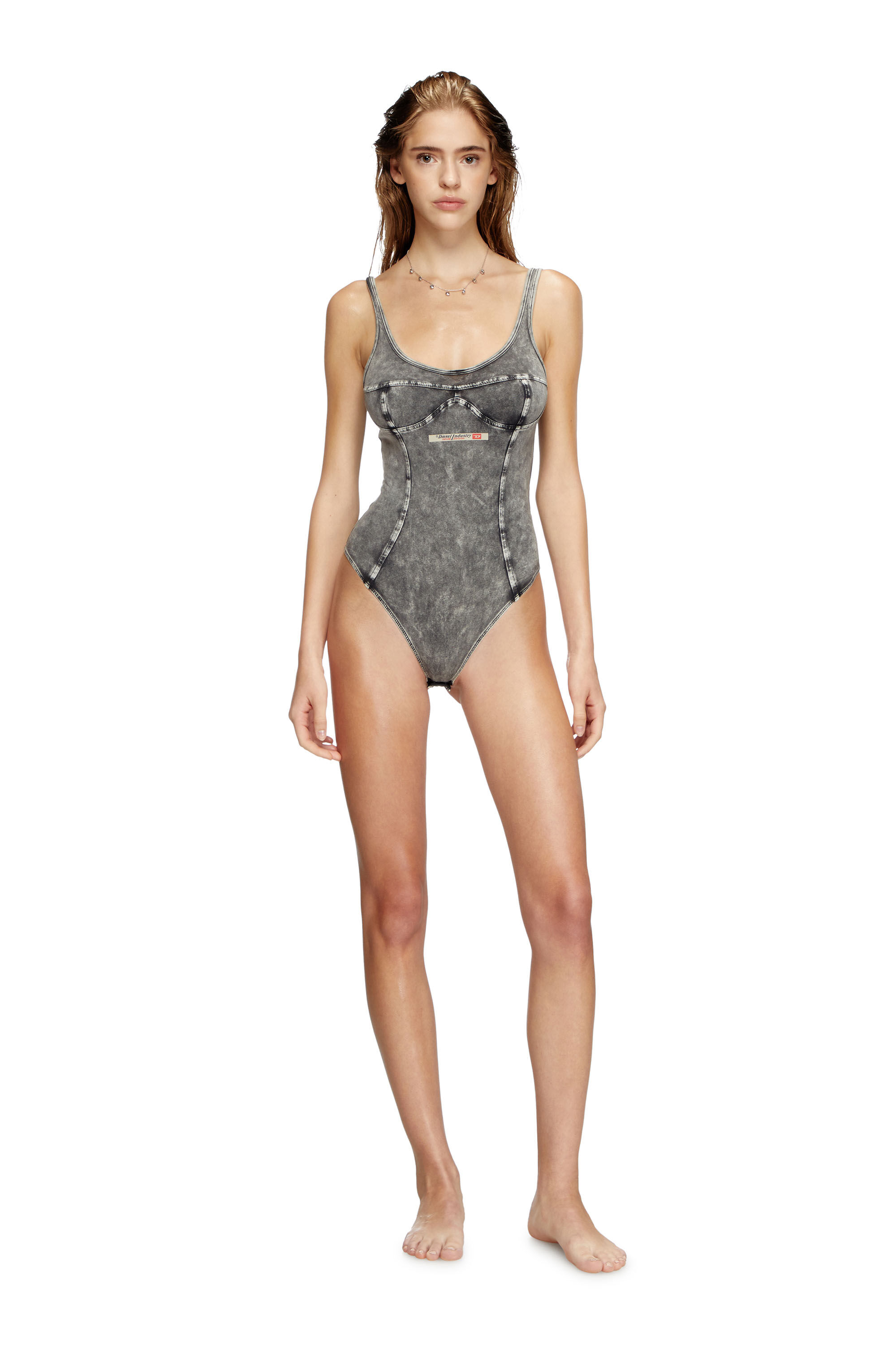 スリップ・インナー・キャミ DIESEL BODYSUITS Women's Bodysuit in denim-effect jersey | Grey | Diesel