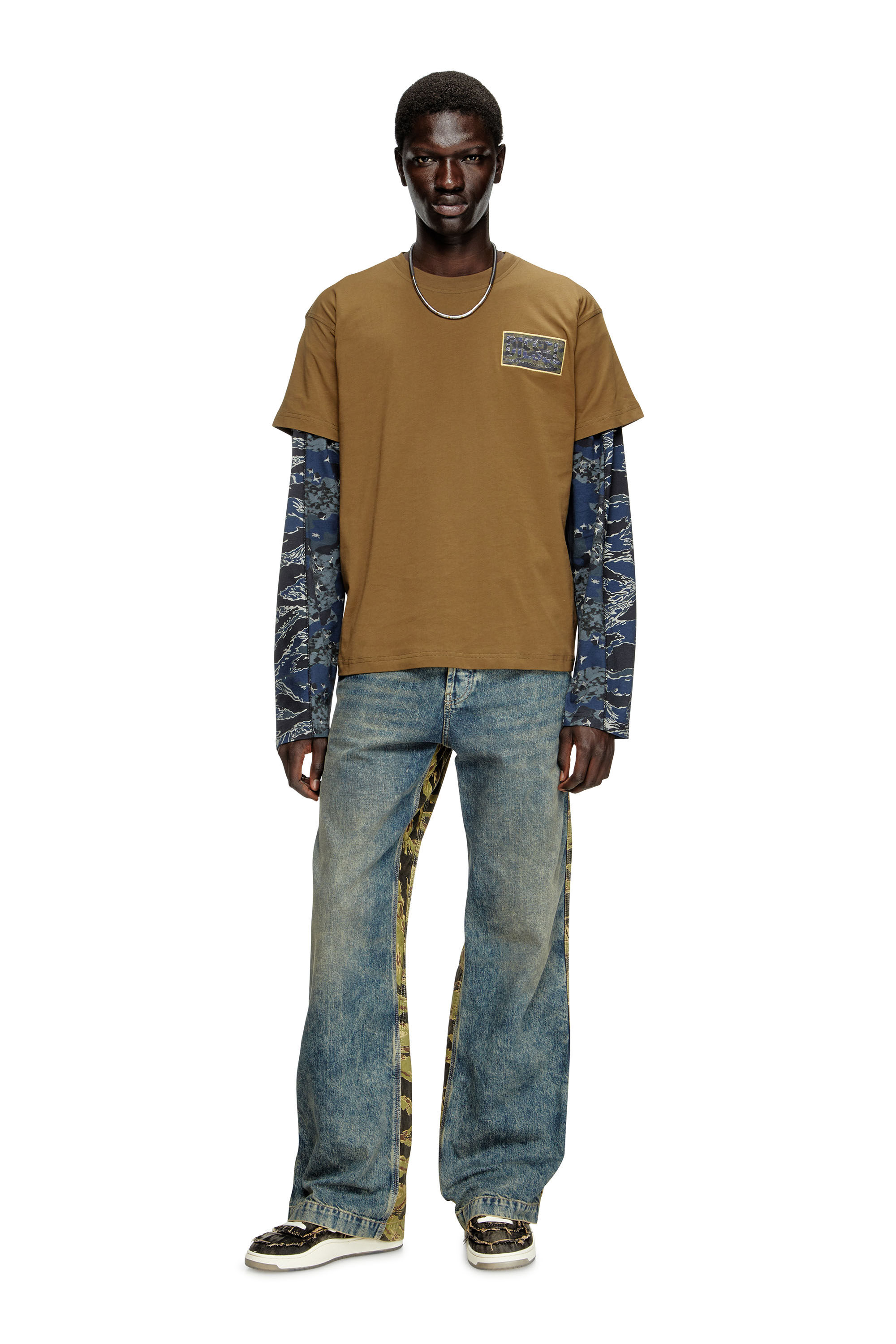 Diesel - T-NORM-T3, Man's T-shirt with camo logo patch in null - 1