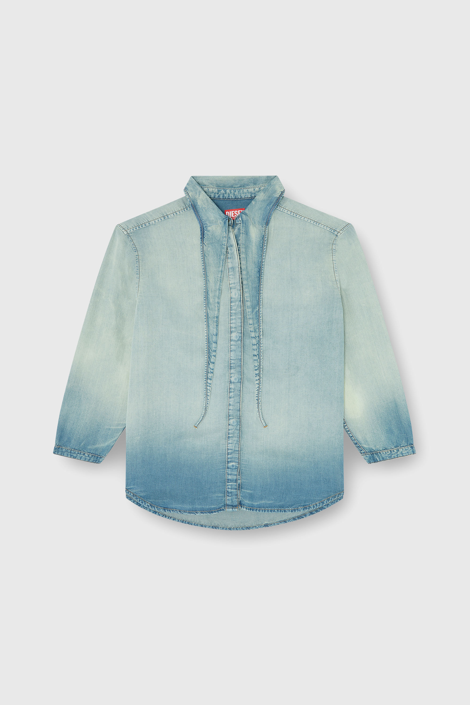 Diesel - DE-ARVEN-S1, Woman's Shirt in marbled fluid denim in Light Blue - 2