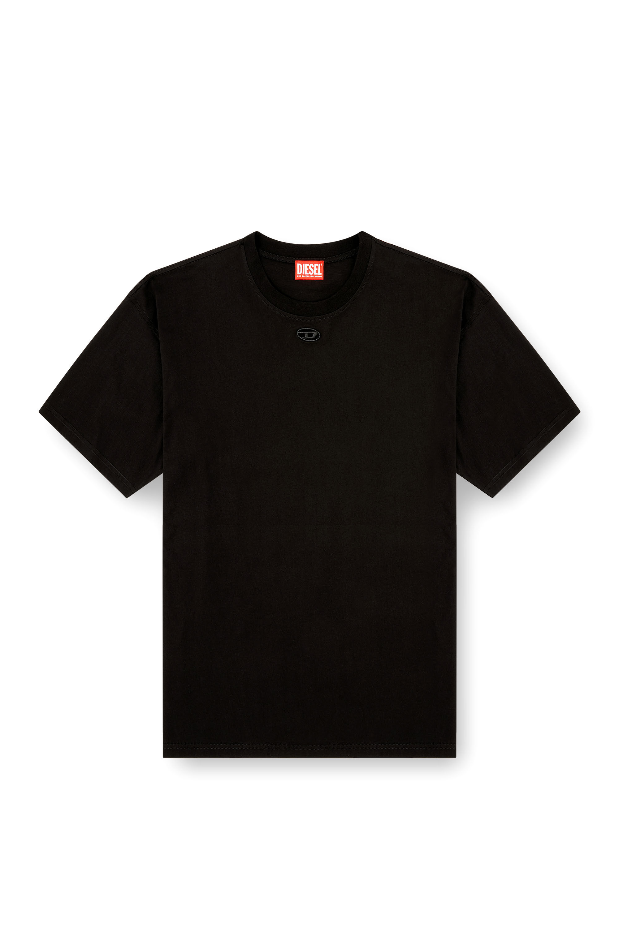 Men's Relaxed cotton T-shirt with Oval D embroidery | Black | Diesel