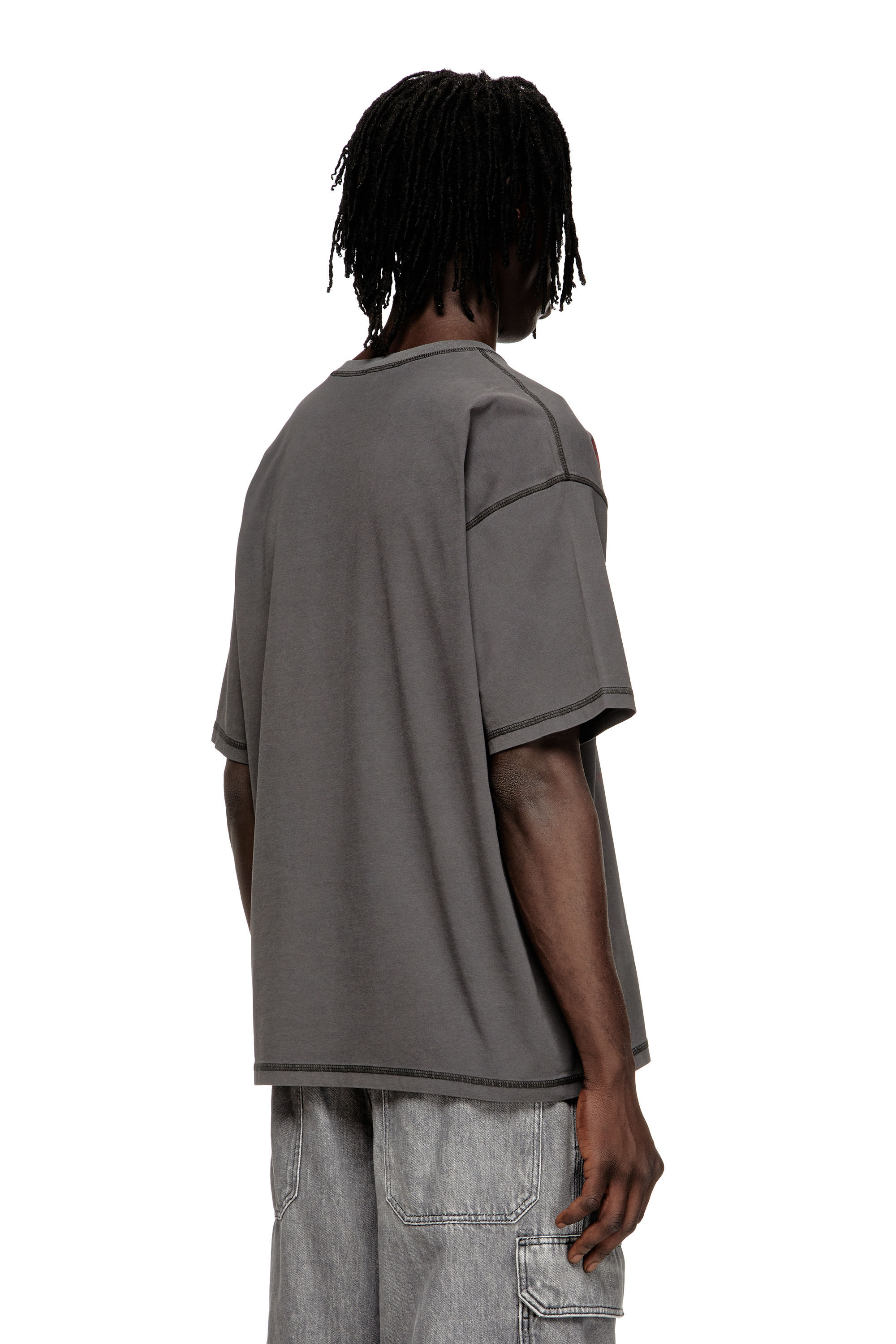 Men's Cotton T-shirt with Oval D print | Grey | Diesel