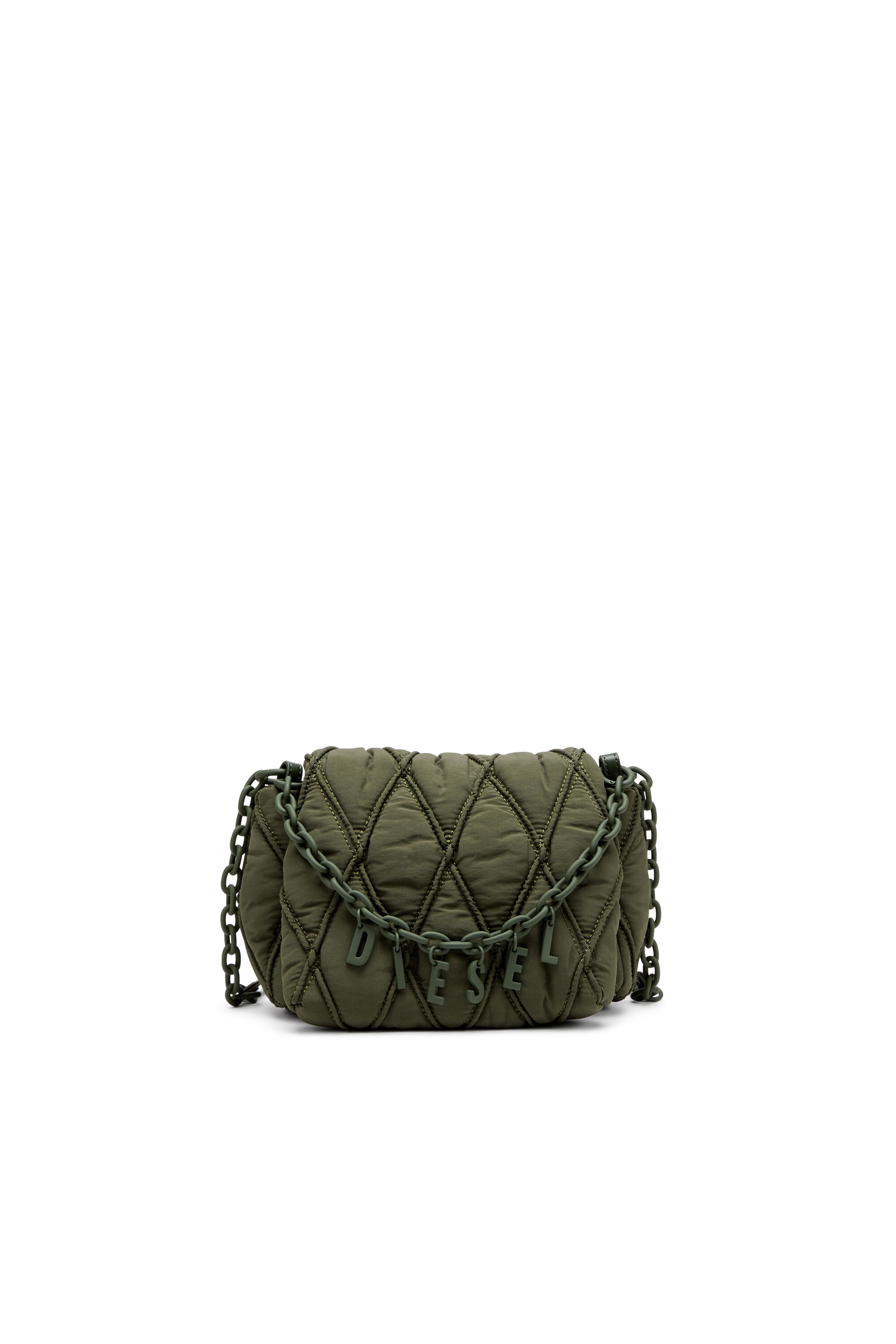 Women's Charm-D S-Small shoulder bag in quilted nylon | Green | Diesel
