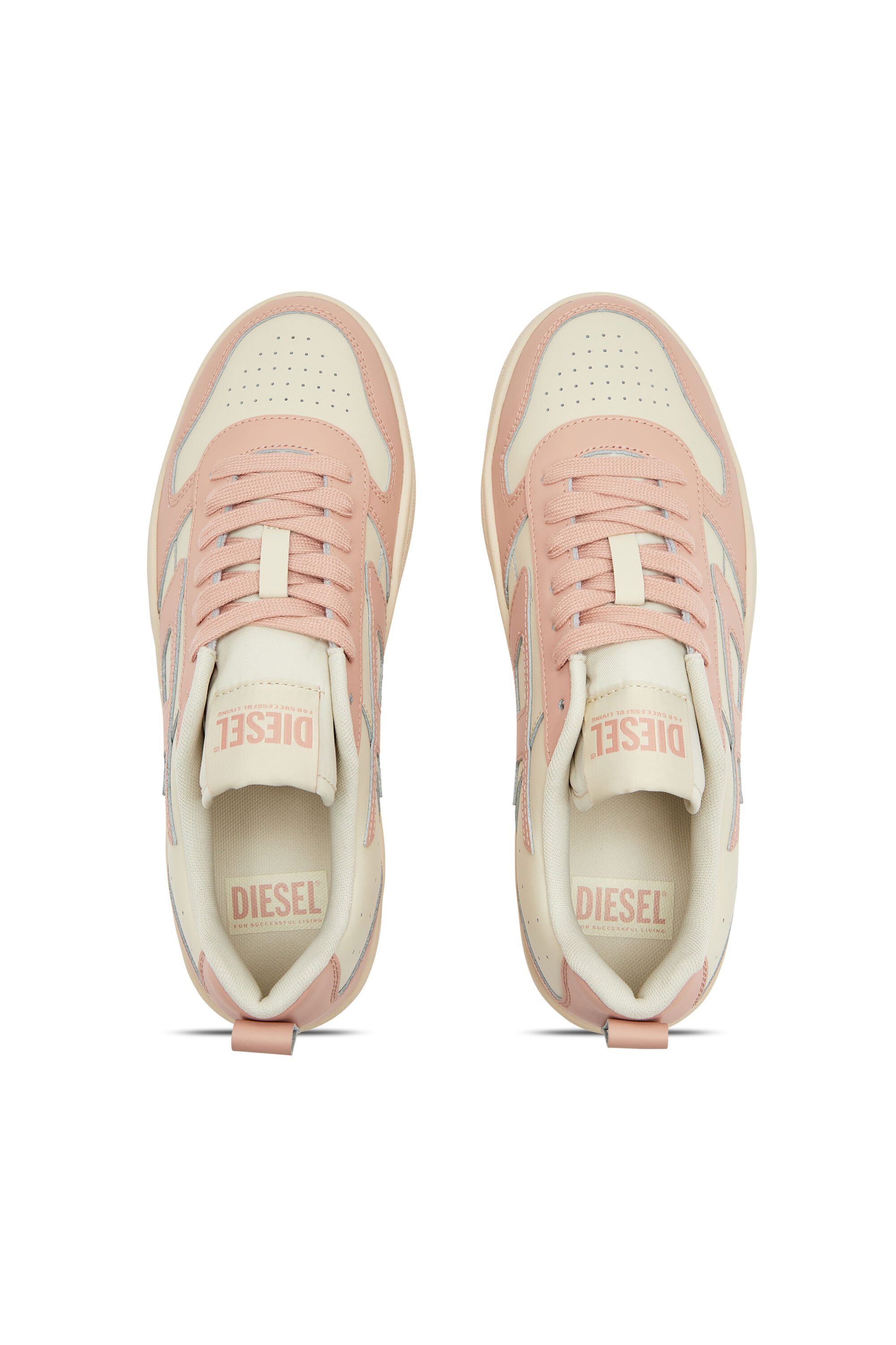 Diesel - S-UKIYO V2 LOW, Man's S-Ukiyo Low-Low-top sneakers in leather and nylon in Pink/White - 4