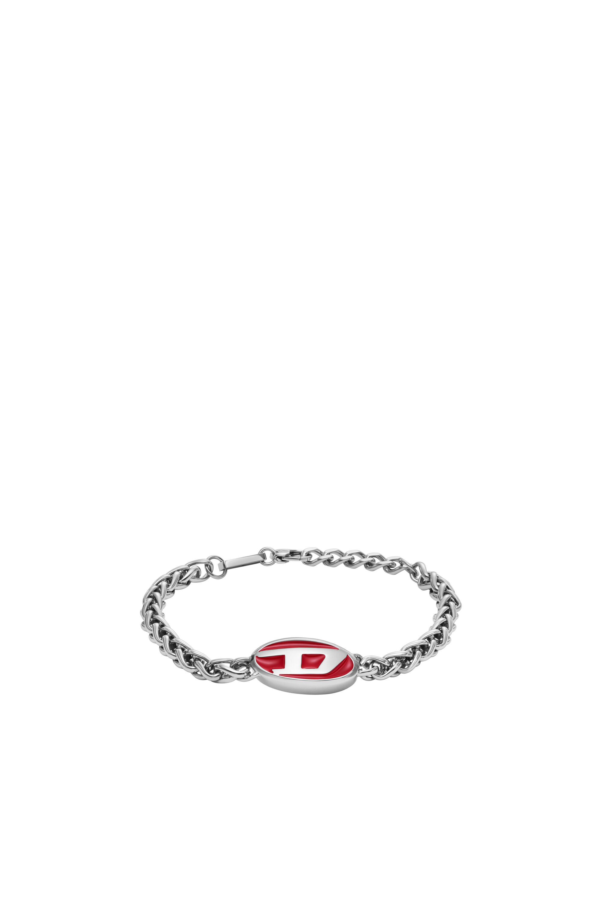 Women's Red enamel and stainless steel chain bracelet | Silver | Diesel