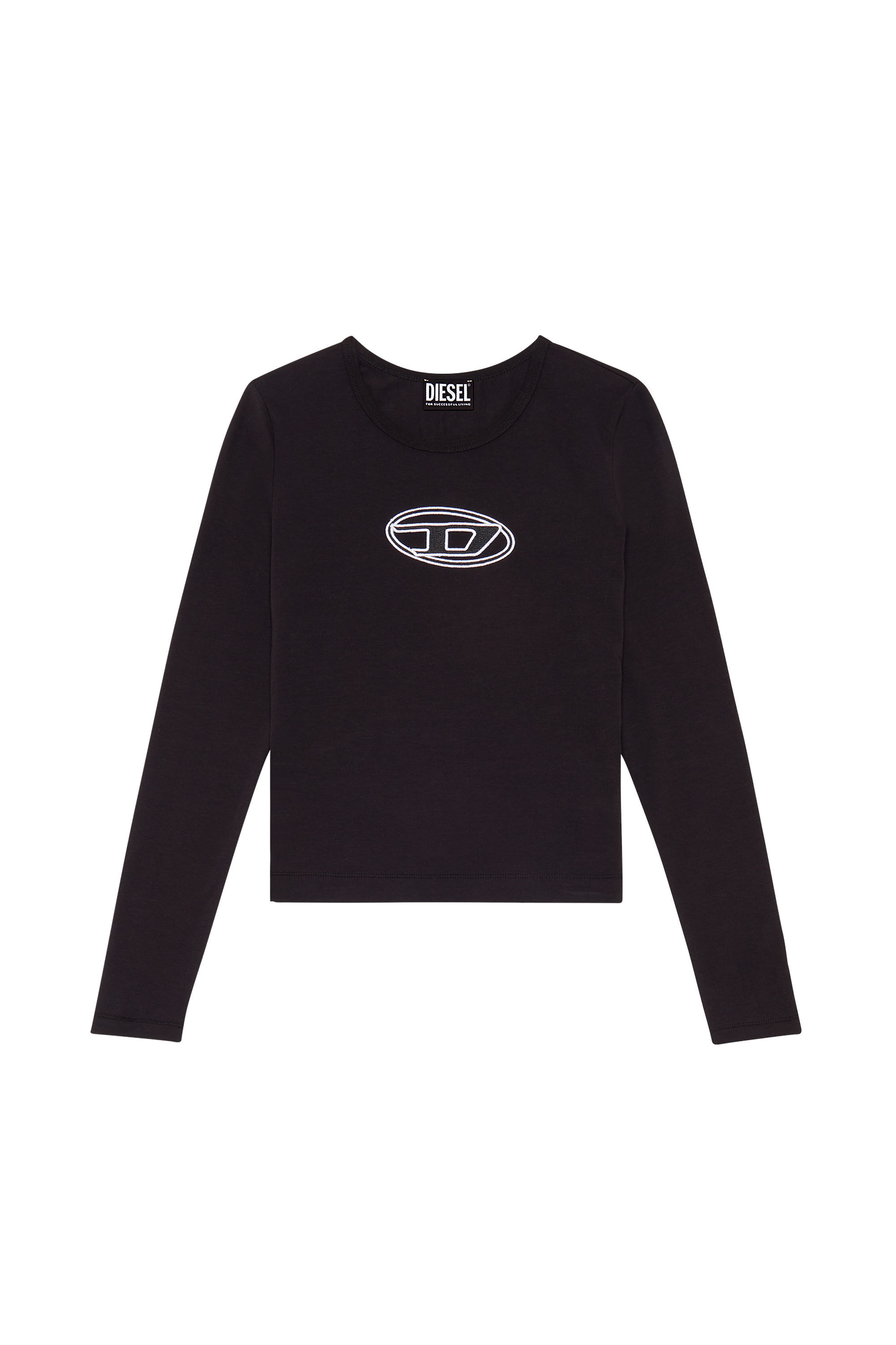 Diesel - T-ANGIE-LS, Woman's Long-sleeve T-shirt with cut-out logo in Black - 2