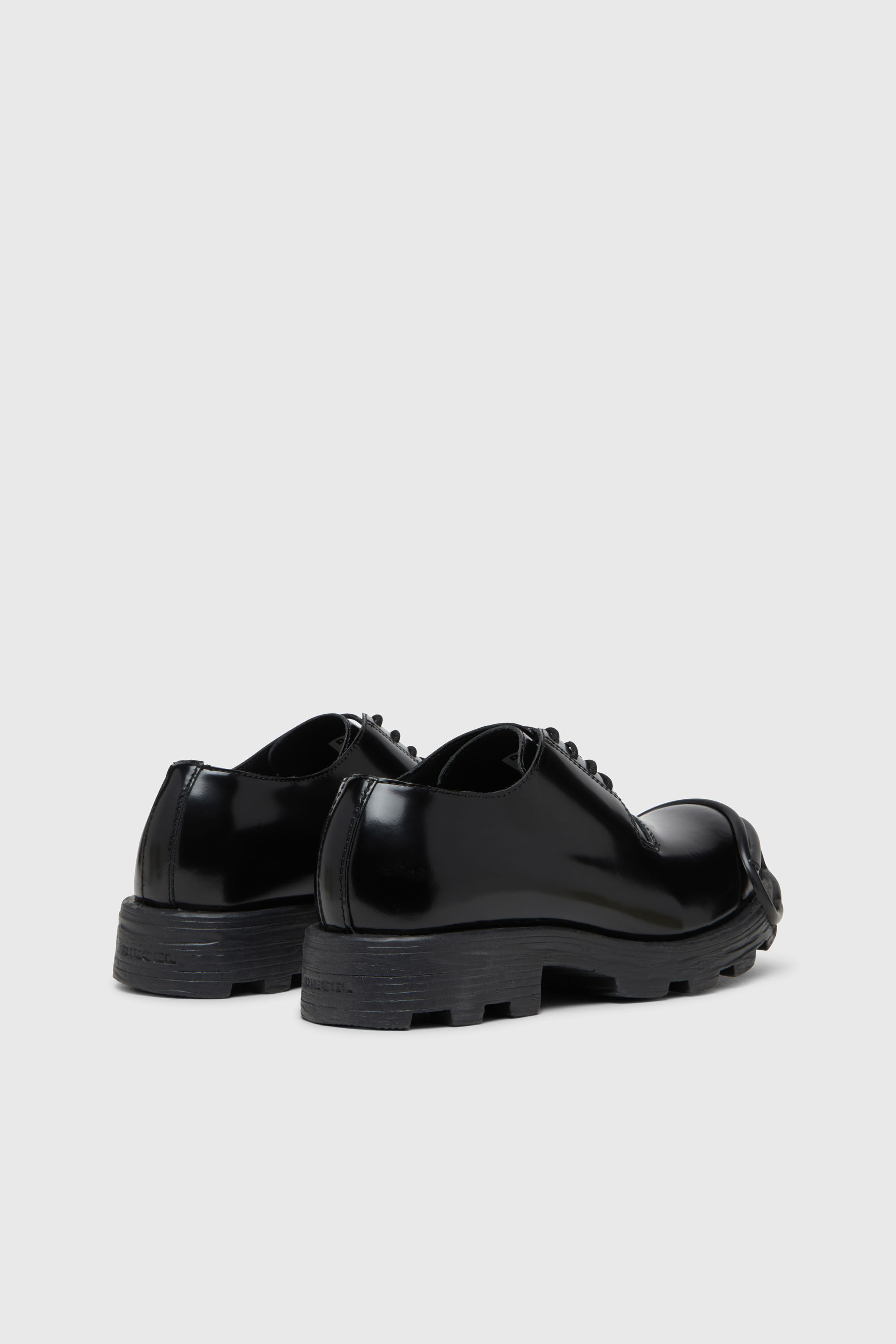Diesel - D-HAMMER SO D, Man's D-Hammer-Leather lace-up shoes with oval D toe cap in Opaque Black - 3